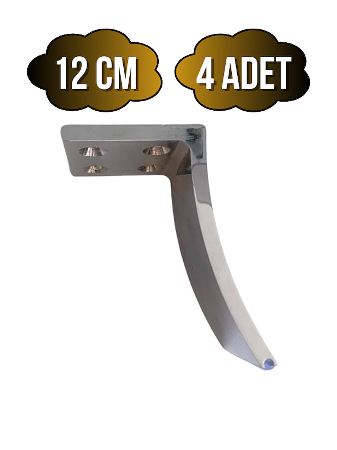 Yay Krom 12cm Metal Ayak Masa Dolap ve Mobilya Ayağı(KROM)(12CM)(METAL)(4 ADET)