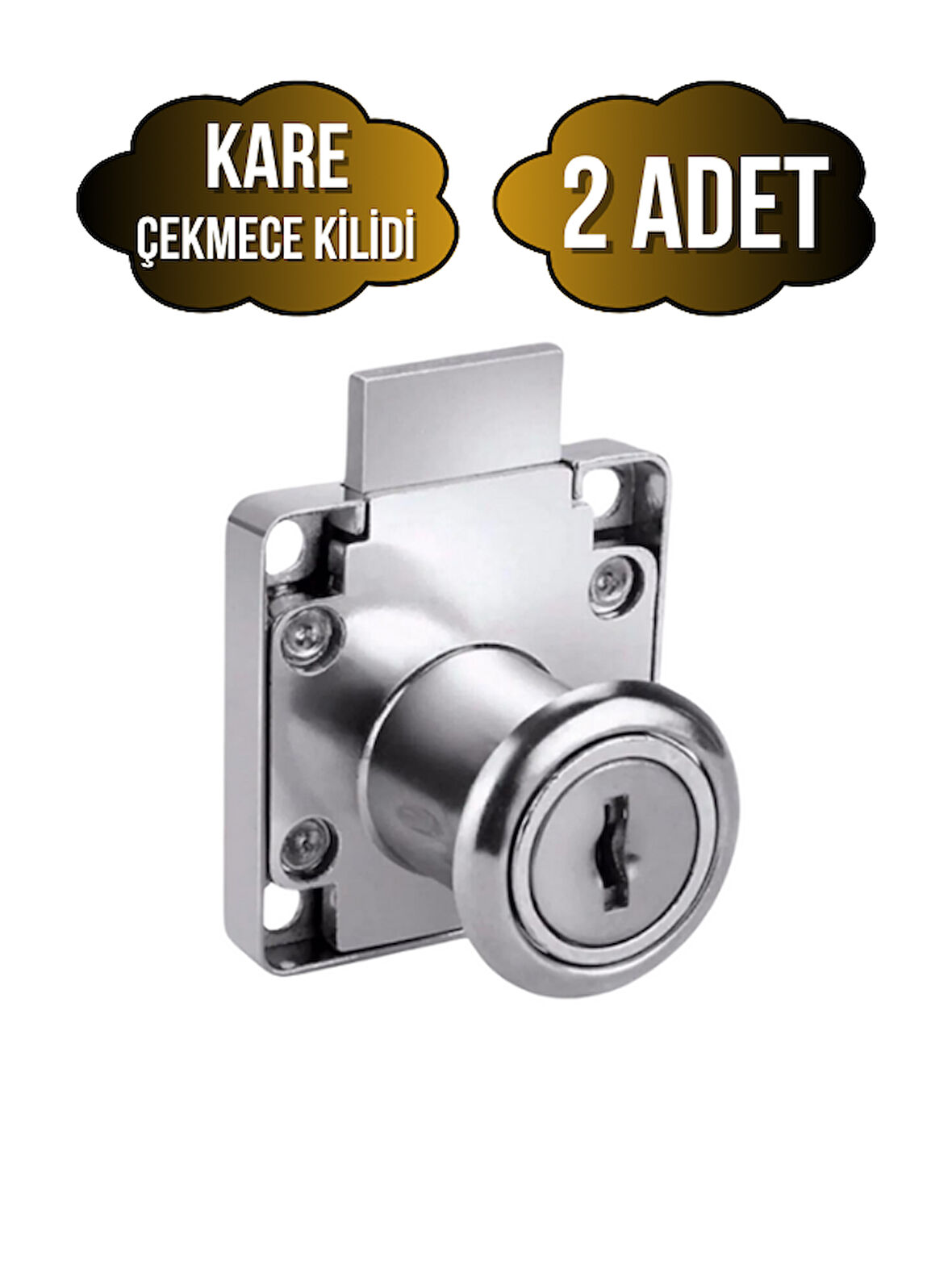 Kare Çekmece Kilidi Anahtarlı Dolap Mobilya Kilidi(KARE)(2 ADET)