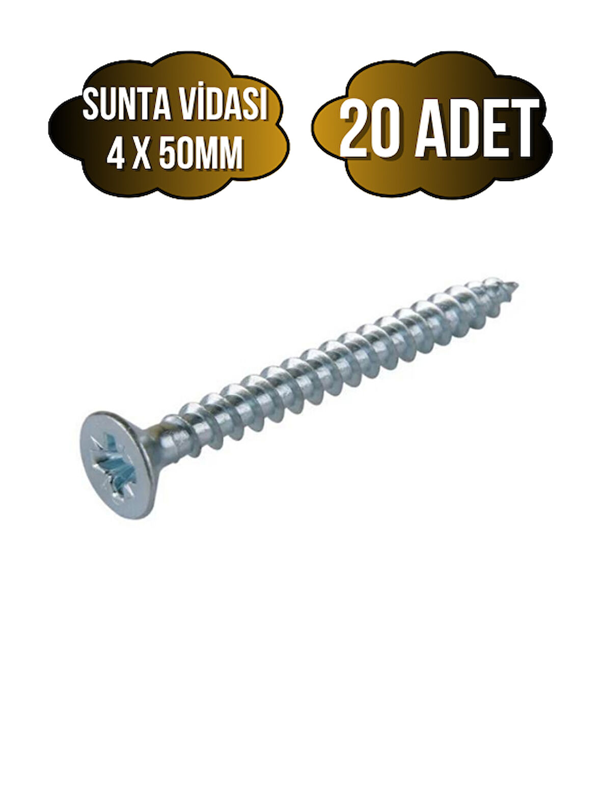 Sunta Vidası 4x50mm Çinko Ahşap MDF Montaj Vidası(4X50MM)(20 ADET)