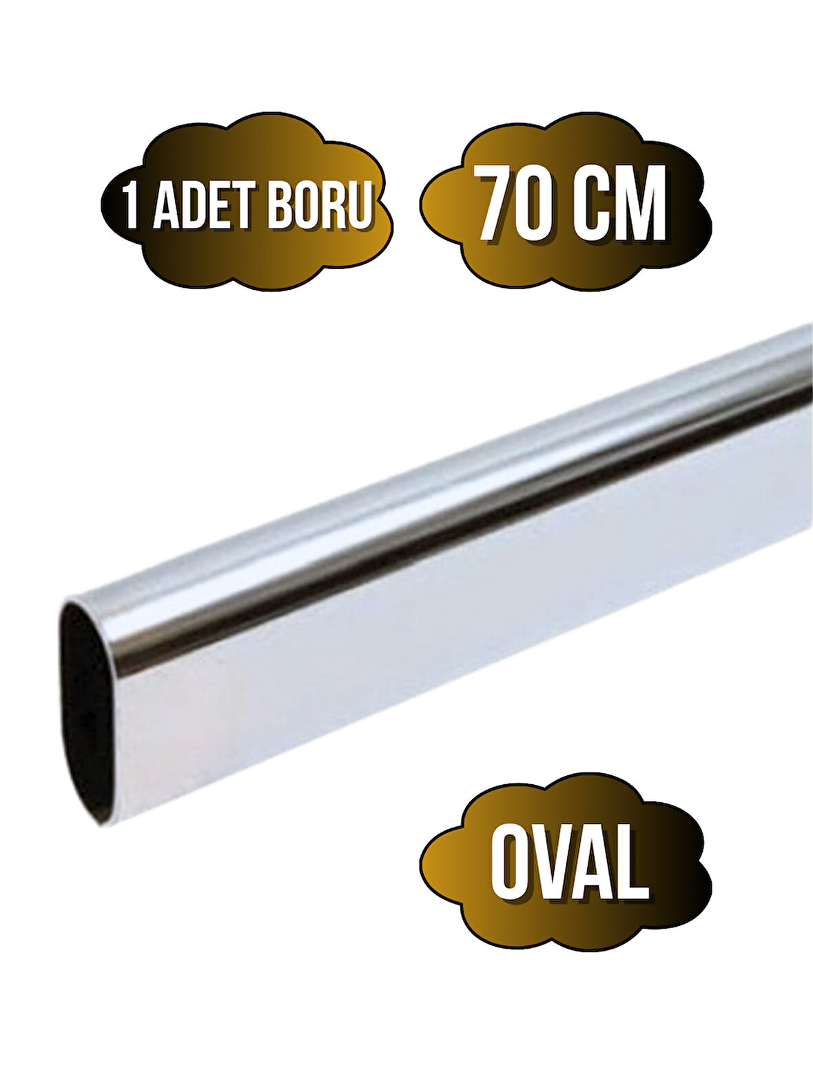 Metal Krom Oval Askı Borusu Mobilya Askı Borusu(METAL)(70CM)(KROM)(OVAL)(EN:15MM BOY:30MM)