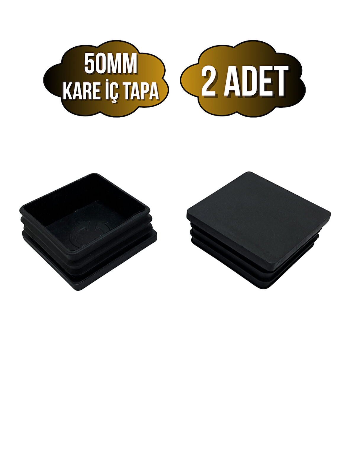Kare Demir Profil İç Tapa Geçme Plastik Ayak Geçme Koruma Plastiği(50MM)(2 ADET)(SİYAH)