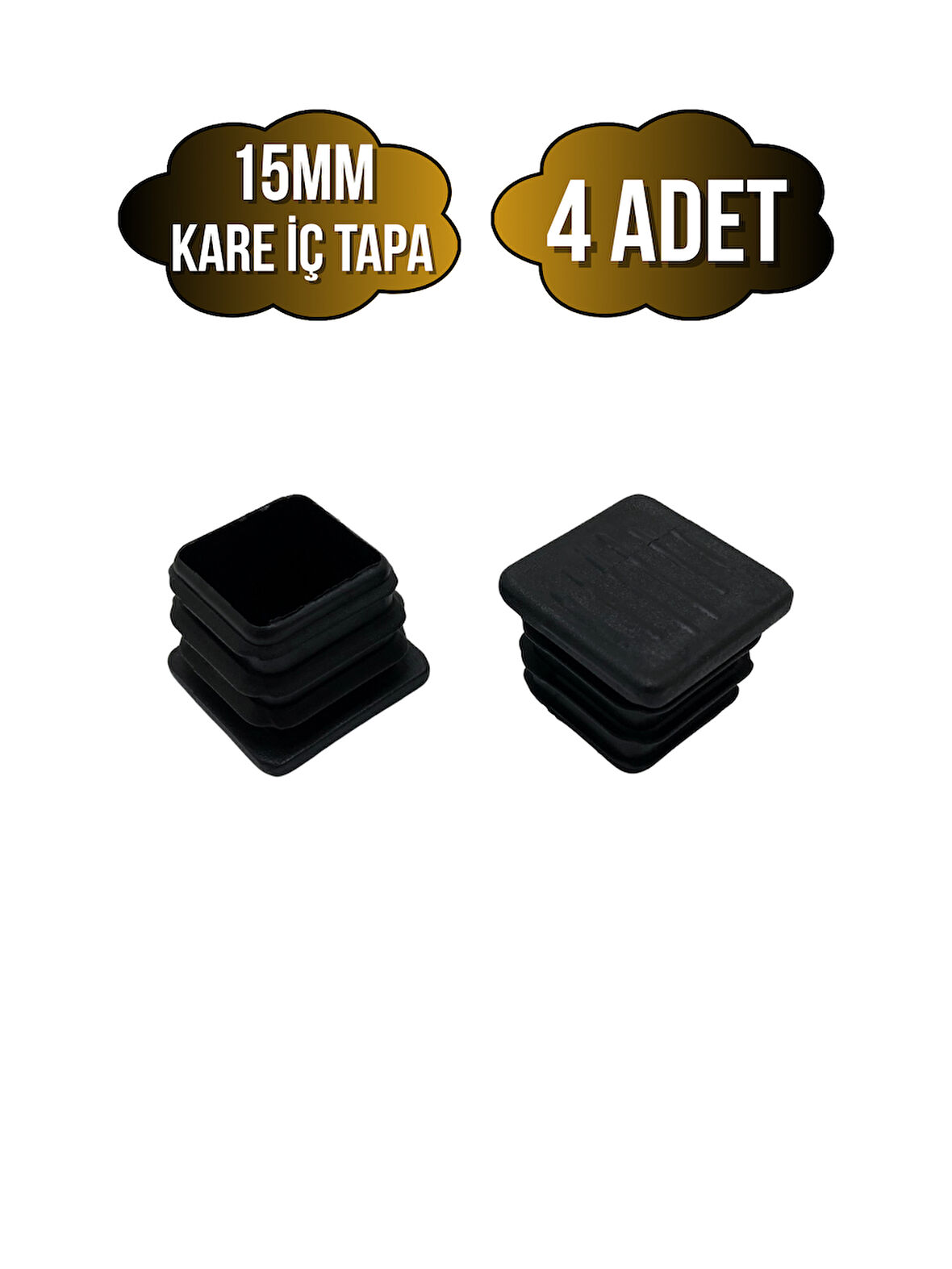 Kare Demir Profil İç Tapa Geçme Plastik Ayak Geçme Koruma Plastiği(15MM)(4 ADET)(SİYAH)