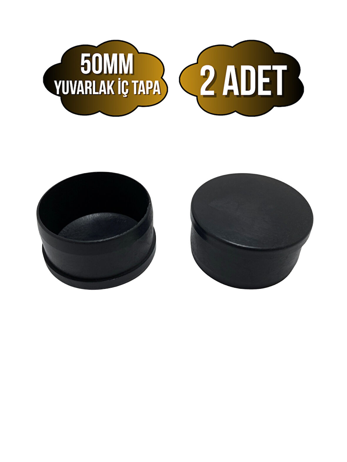 Yuvarlak Demir Profil İç Tapa Geçme Plastik Ayak Geçme Koruma Plastiği(50MM)(2 ADET)(SİYAH)