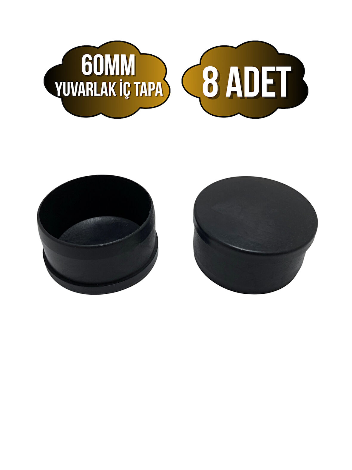 Yuvarlak Demir Profil İç Tapa Geçme Plastik Ayak Geçme Koruma Plastiği(60MM)(8 ADET)(SİYAH)