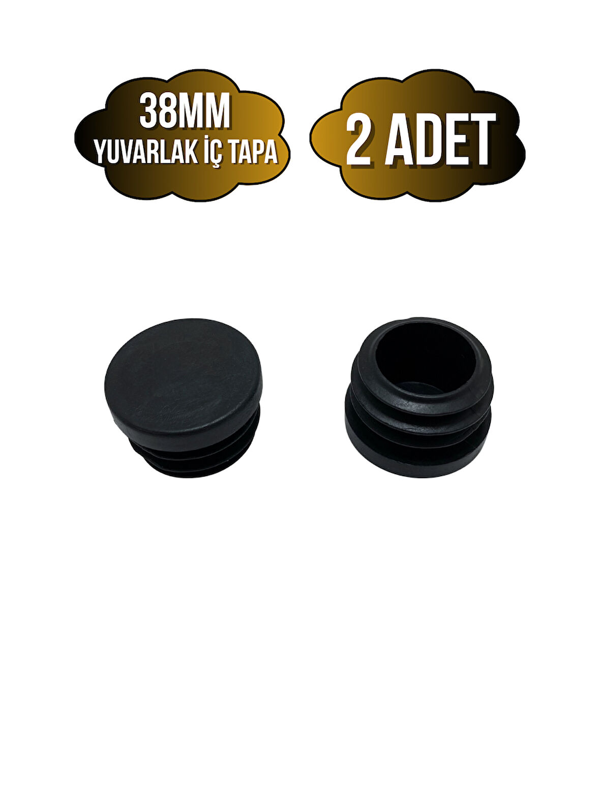 Yuvarlak Demir Profil İç Tapa Geçme Plastik Ayak Geçme Koruma Plastiği(38MM)(2 ADET)(SİYAH)