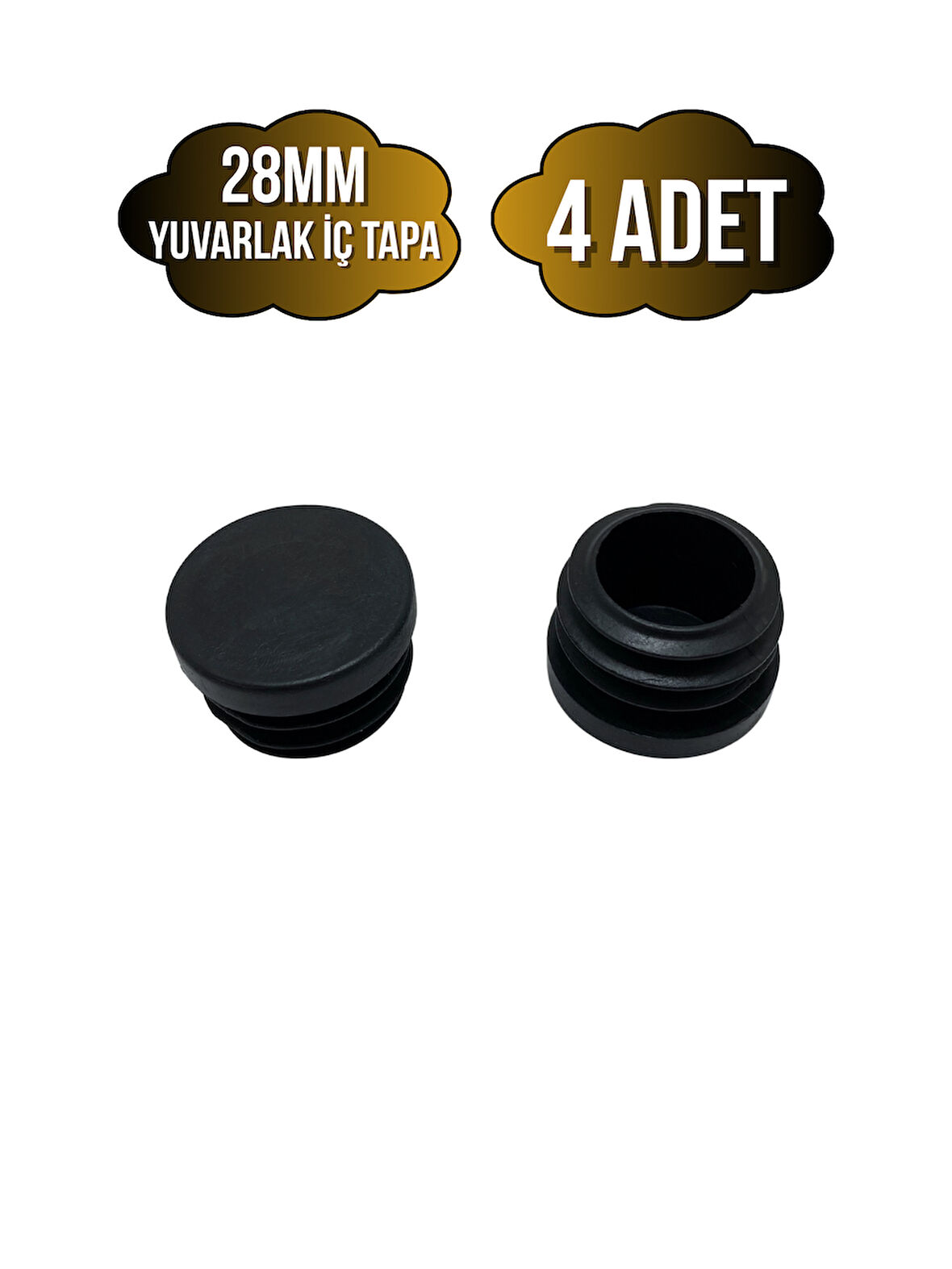 Yuvarlak Demir Profil İç Tapa Geçme Plastik Ayak Geçme Koruma Plastiği(28MM)(4 ADET)(SİYAH)