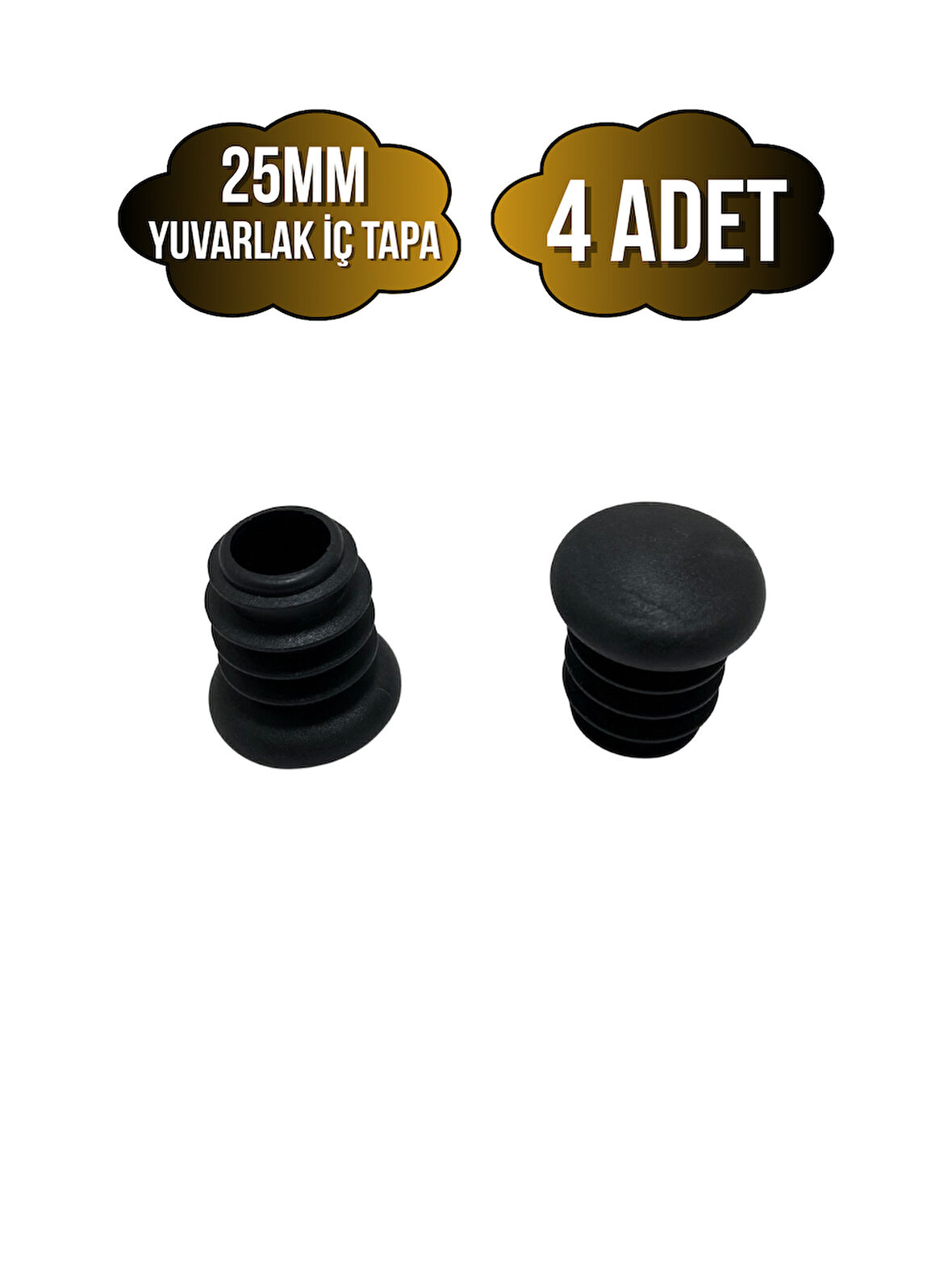 Yuvarlak Demir Profil İç Tapa Geçme Plastik Ayak Geçme Koruma Plastiği(25MM)(4 ADET)(SİYAH)