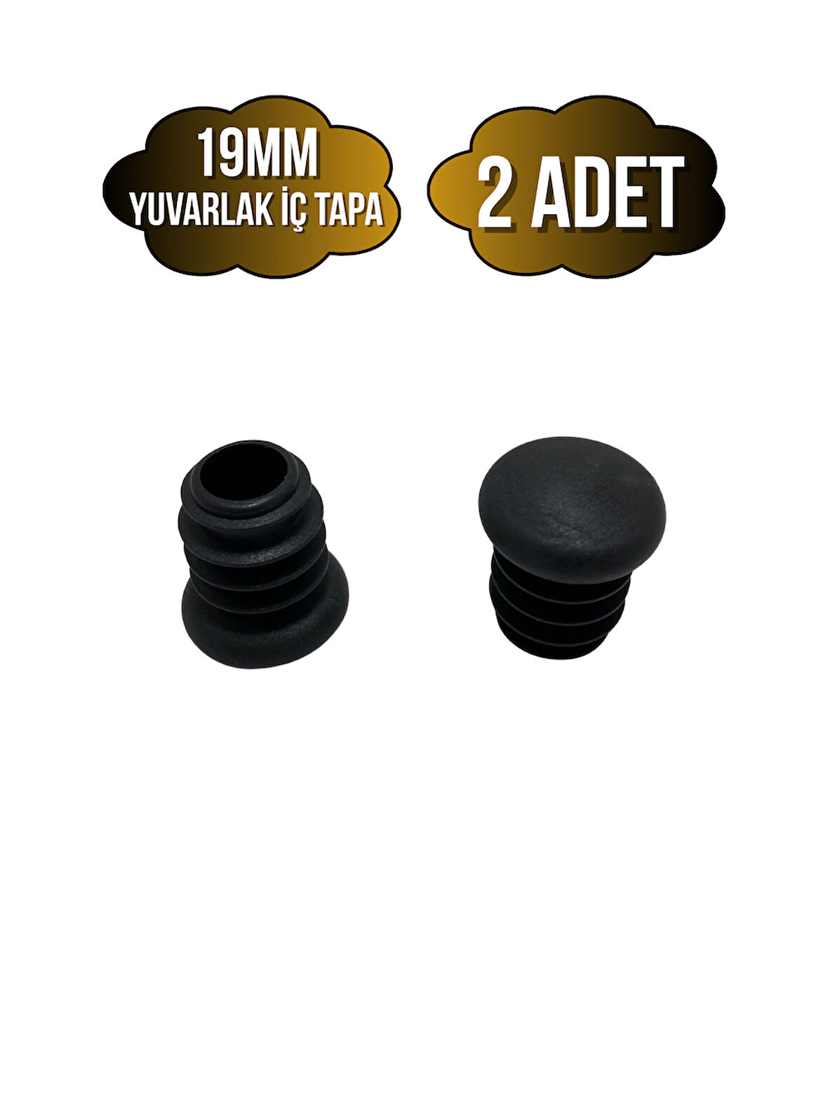 Yuvarlak Demir Profil İç Tapa Geçme Plastik Ayak Geçme Koruma Plastiği(19MM)(2 ADET)(SİYAH)