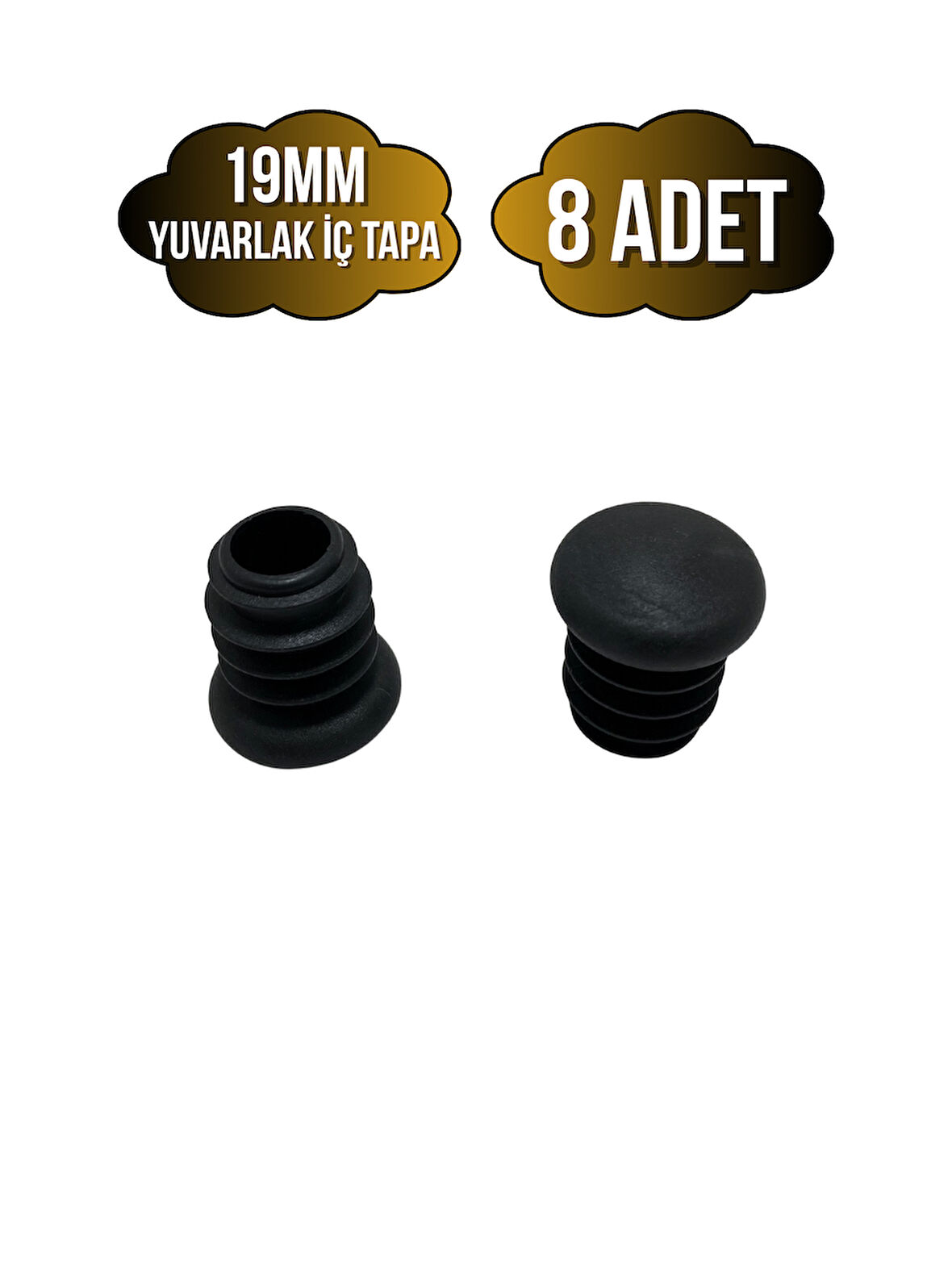 Yuvarlak Demir Profil İç Tapa Geçme Plastik Ayak Geçme Koruma Plastiği(19MM)(8 ADET)(SİYAH)