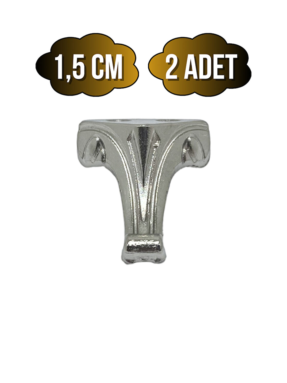 Moda Metal Ayak Çeyiz ve Hediye Kutusu Mobilya Ayağı(1,5CM)(GÜMÜŞ)(2 ADET)