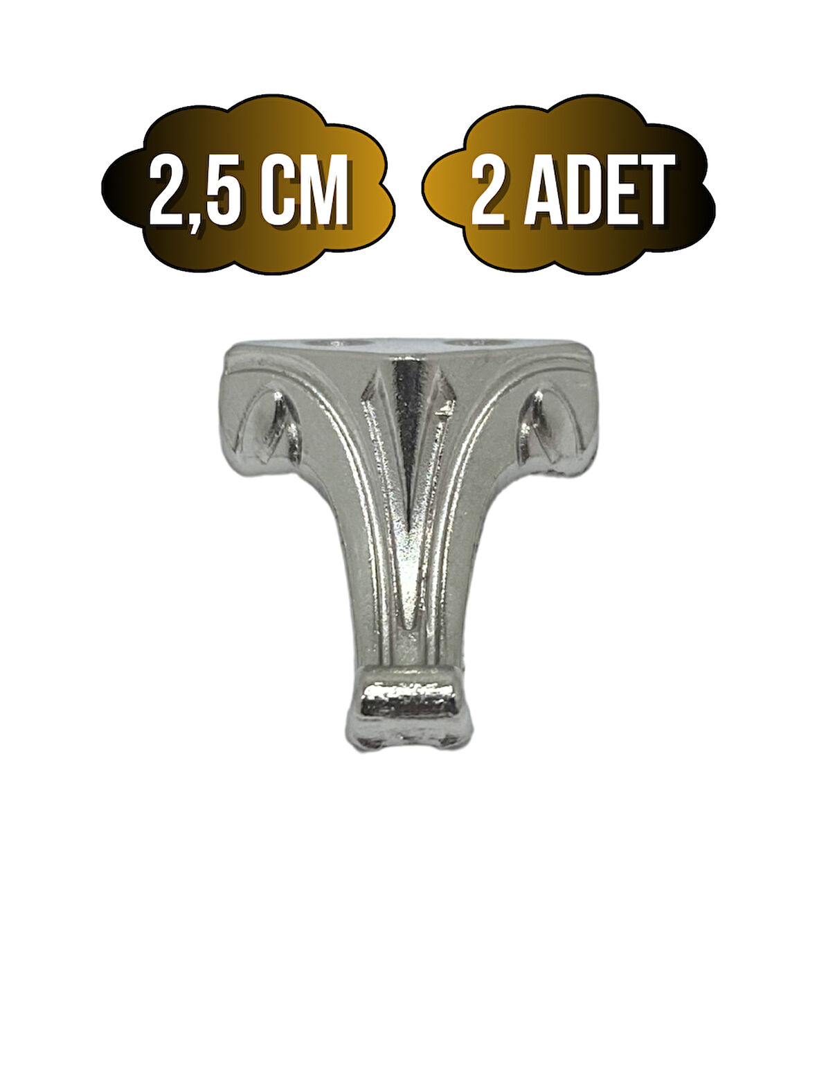 Moda Metal Ayak Çeyiz ve Hediye Kutusu Mobilya Ayağı(2,5CM)(GÜMÜŞ)(2 ADET)