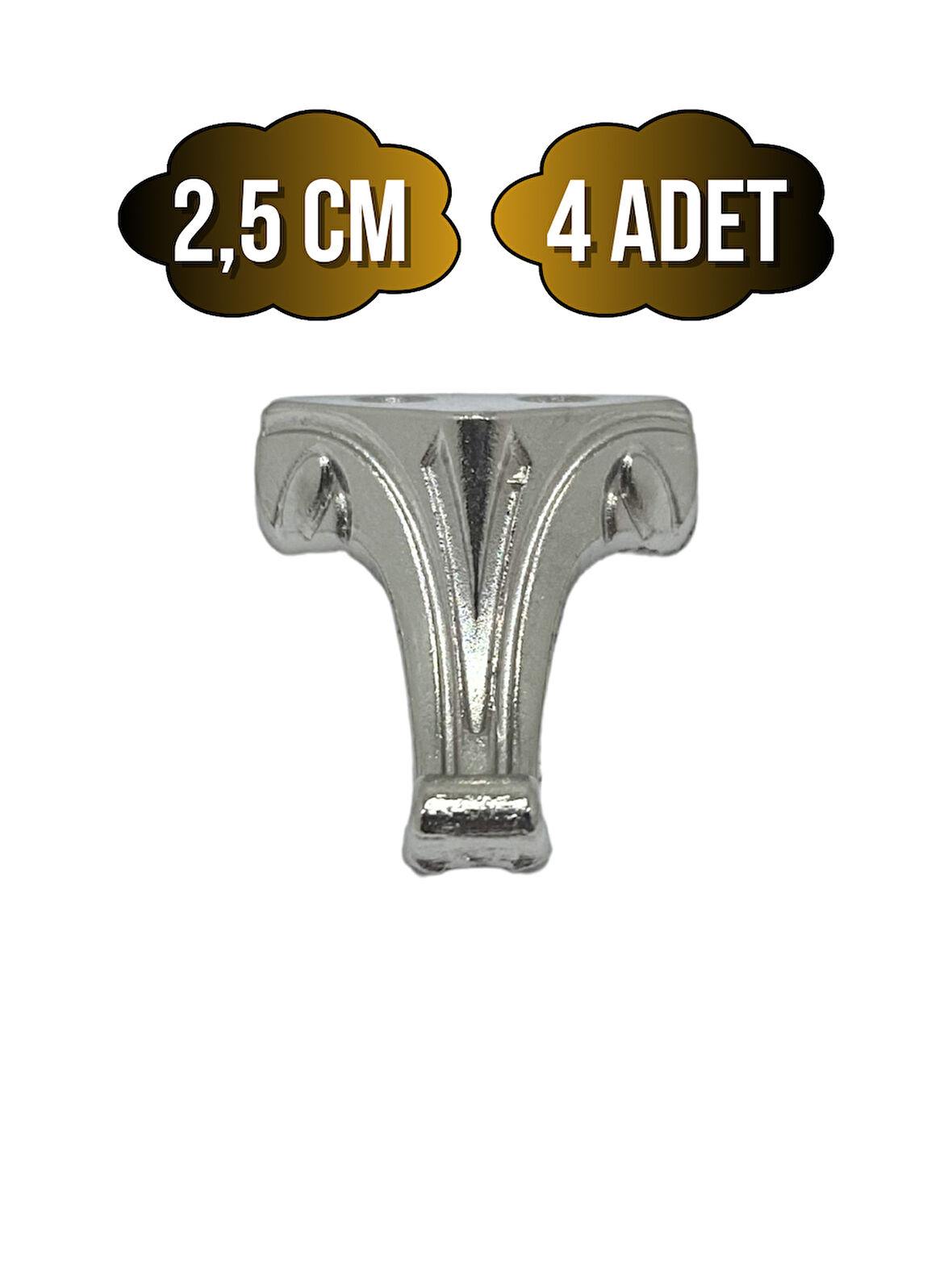 Moda Metal Ayak Çeyiz ve Hediye Kutusu Mobilya Ayağı(2,5CM)(GÜMÜŞ)(4 ADET)