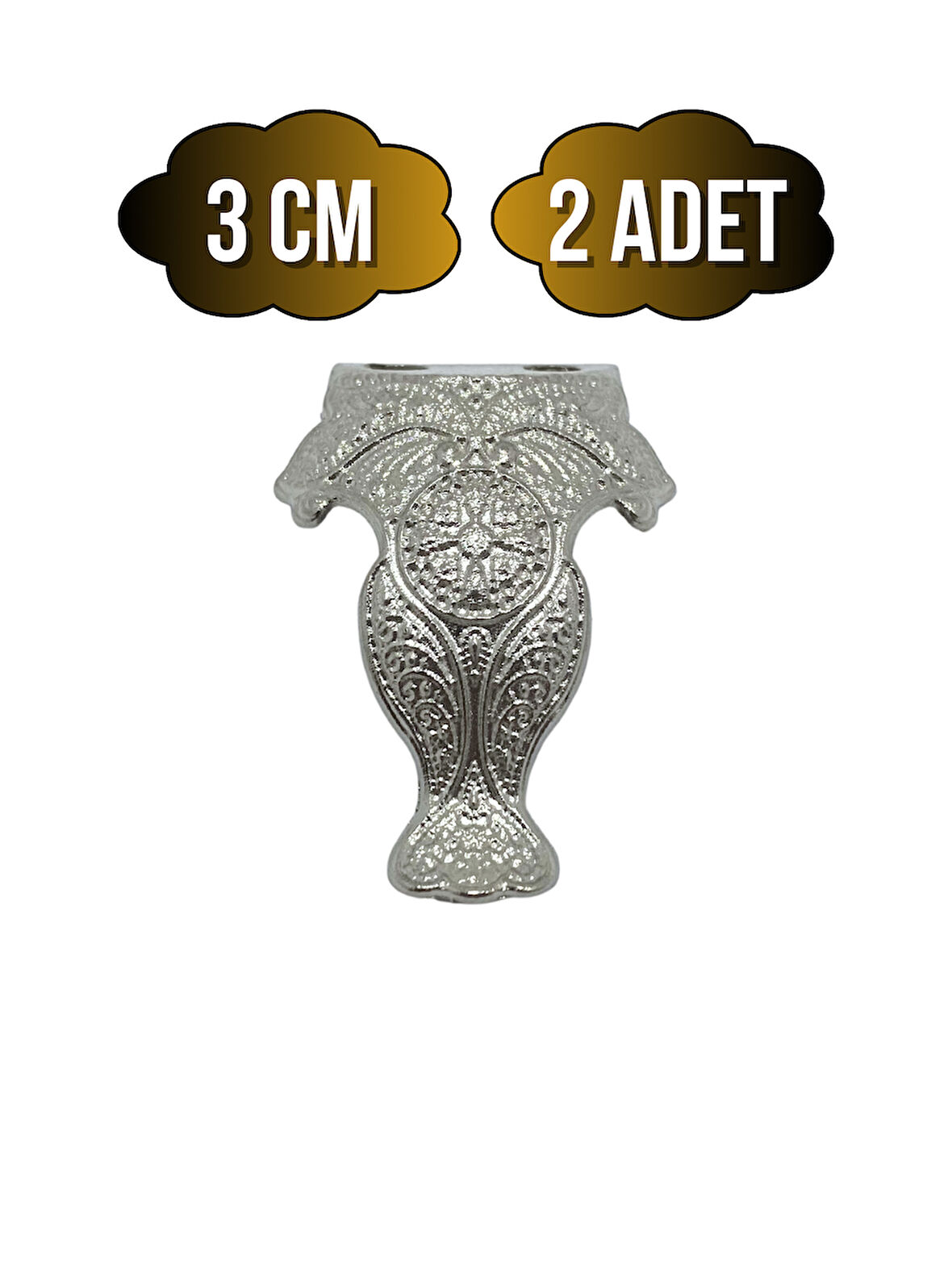 Lüx Metal Ayak Çeyiz ve Hediye Kutusu Mobilya Ayağı(3CM)(GÜMÜŞ)(2 ADET)