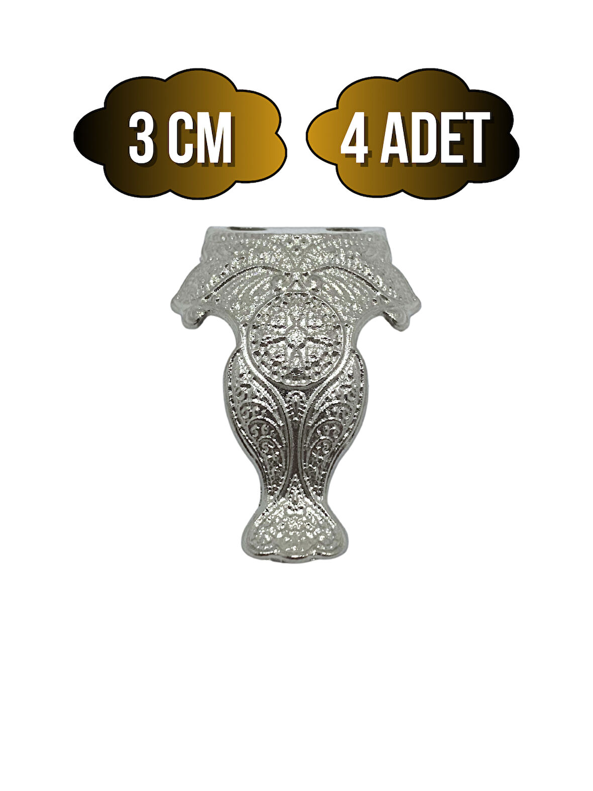 Lüx Metal Ayak Çeyiz ve Hediye Kutusu Mobilya Ayağı(3CM)(GÜMÜŞ)(4 ADET)