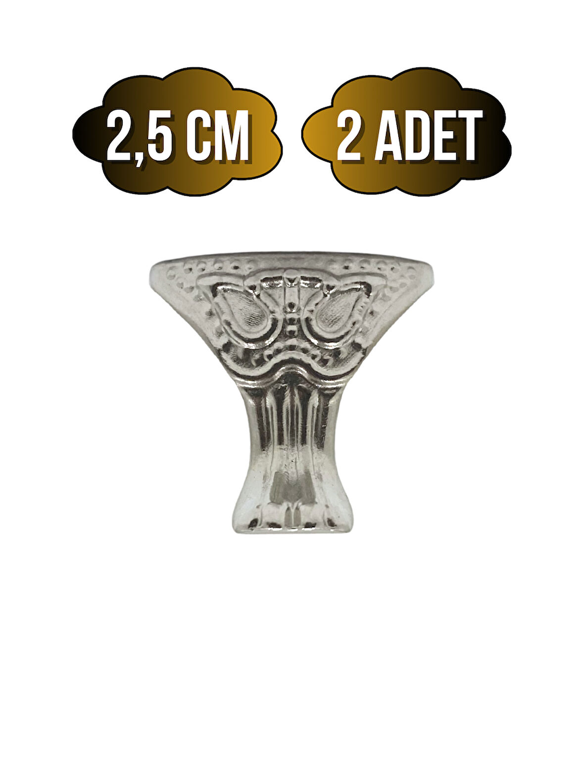 Pati Metal Ayak Çeyiz ve Hediye Kutusu Mobilya Ayağı(2,5CM)(GÜMÜŞ)(2 ADET)