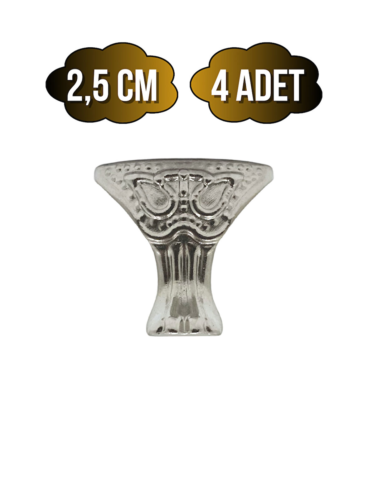 Pati Metal Ayak Çeyiz ve Hediye Kutusu Mobilya Ayağı(2,5CM)(GÜMÜŞ)(4 ADET)