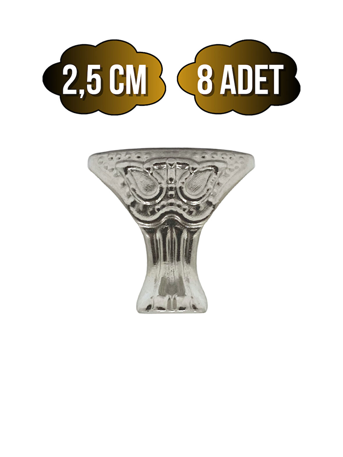 Pati Metal Ayak Çeyiz ve Hediye Kutusu Mobilya Ayağı(2,5CM)(GÜMÜŞ)(8 ADET)