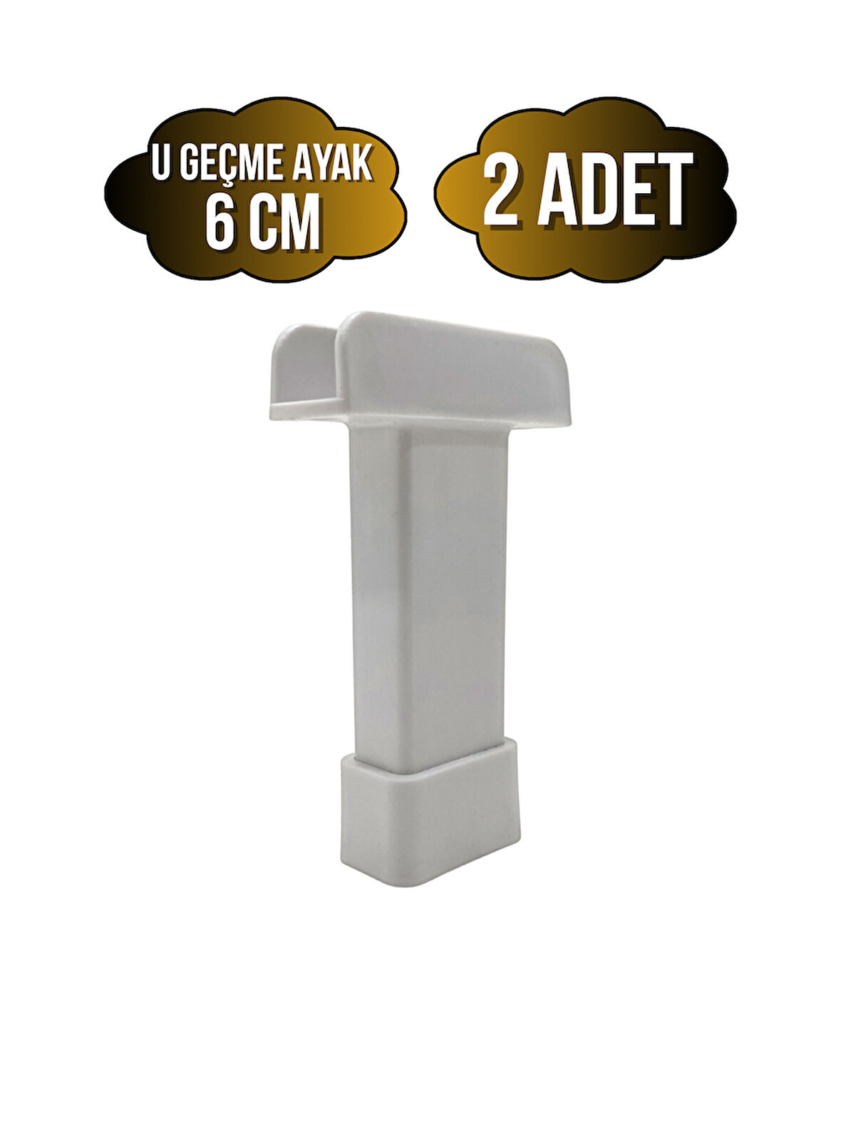 U Geçme Beyaz Plastik Ayarlı Ayak Mobilya Masa ve Dolap Ayağı(BEYAZ)(6CM)(2 ADET)