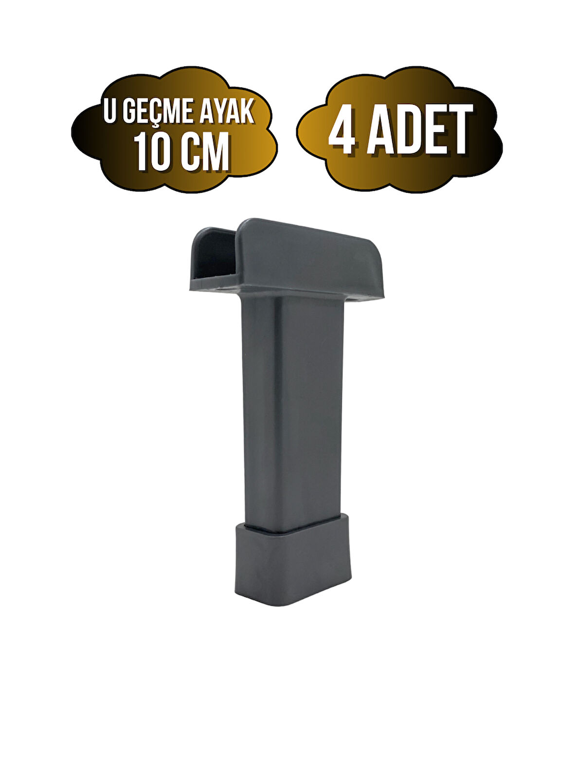 U Geçme Gri Plastik Ayarlı Ayak Mobilya Masa ve Dolap Ayağı(GRİ)(10CM)(4 ADET)