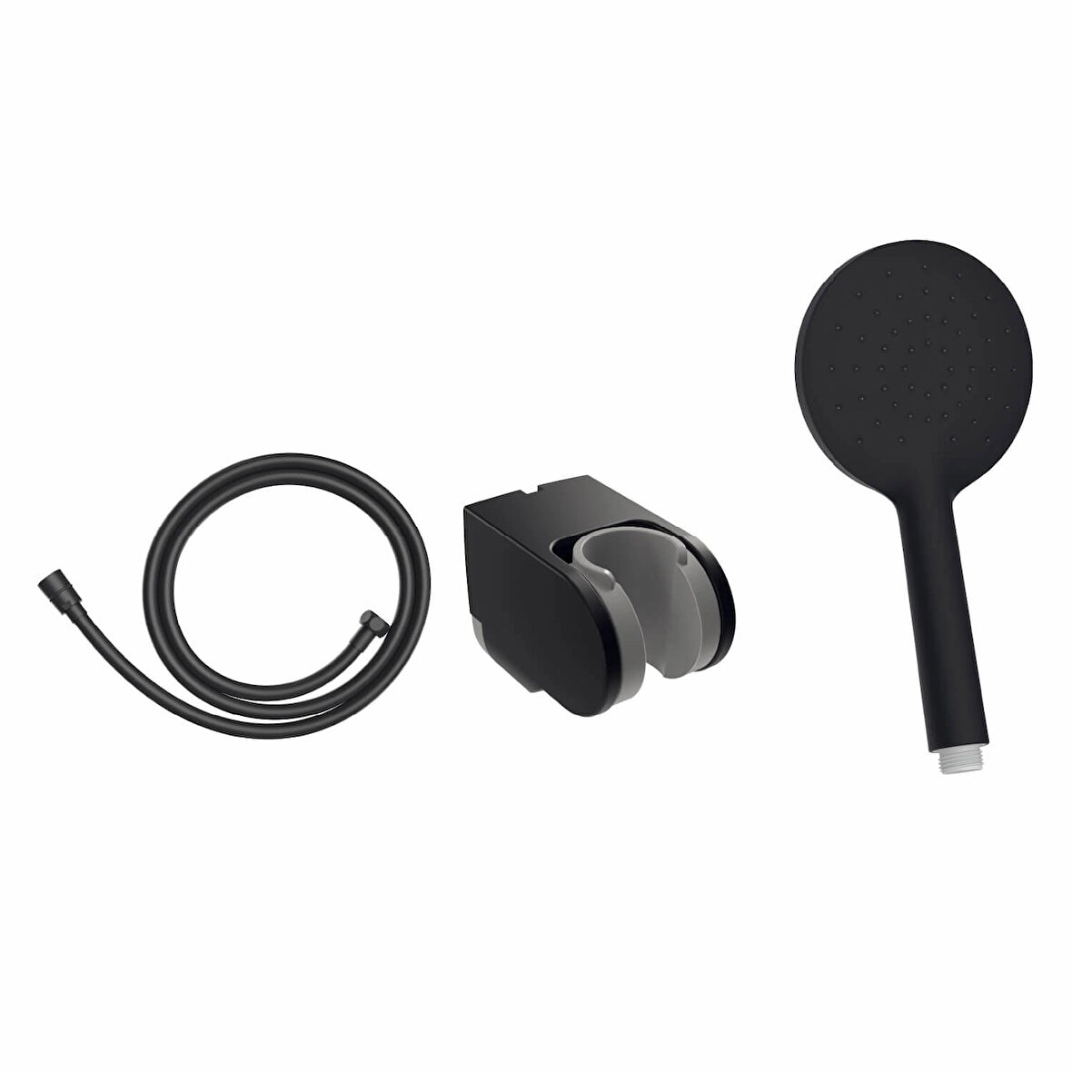 Kireç Kırıcılı El Duşu Seti Mat Siyah Yuvarlak DS.SH121S