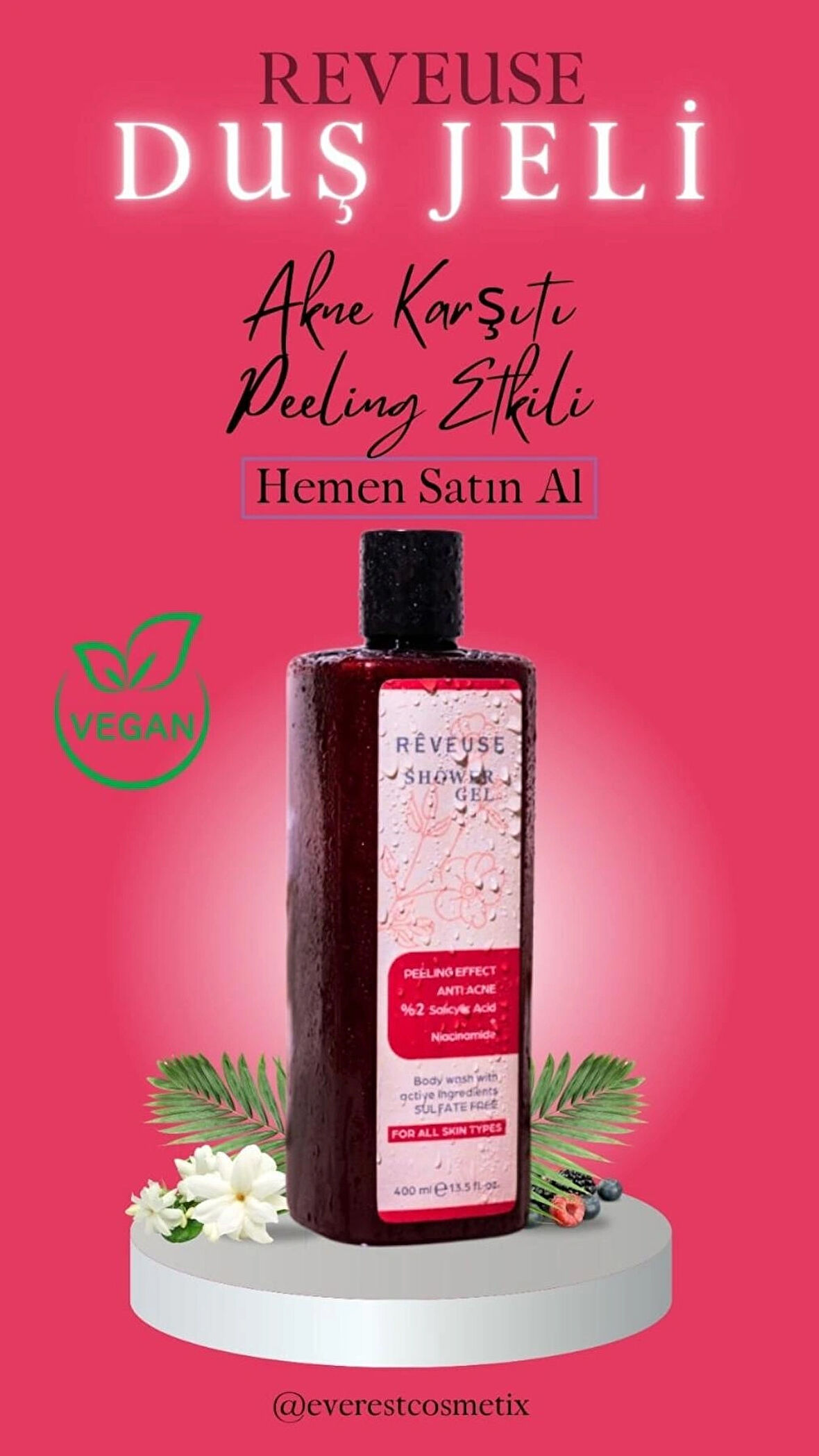 Dermokozmetik Peeling Etki Akne Karşıtı B3 Vitamin Yağlı Kuru Ciltlere Duş Köpüğü Sabun Jeli 400ml