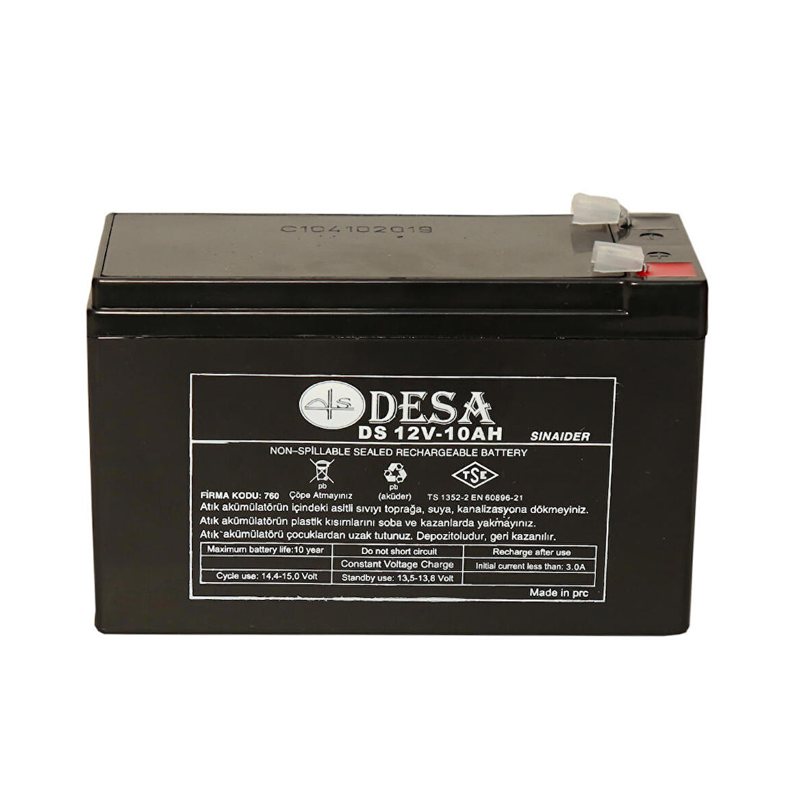 DESA 12V 10AH KURU BAKIMSIZ AKÜ