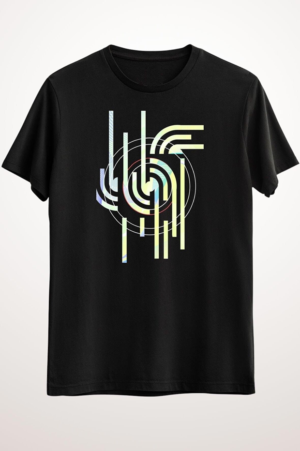 Erkek Siyah Geometric Abstract Futuristic Art - Ds1613