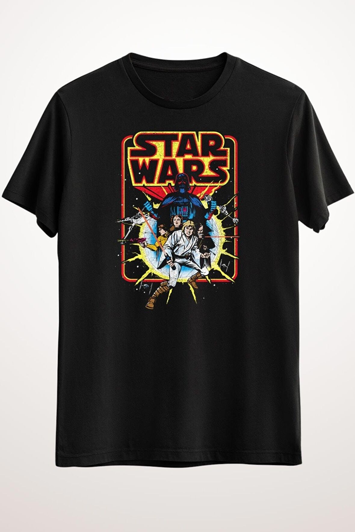 Erkek Siyah Retro Star Wars Comic - Ds1646