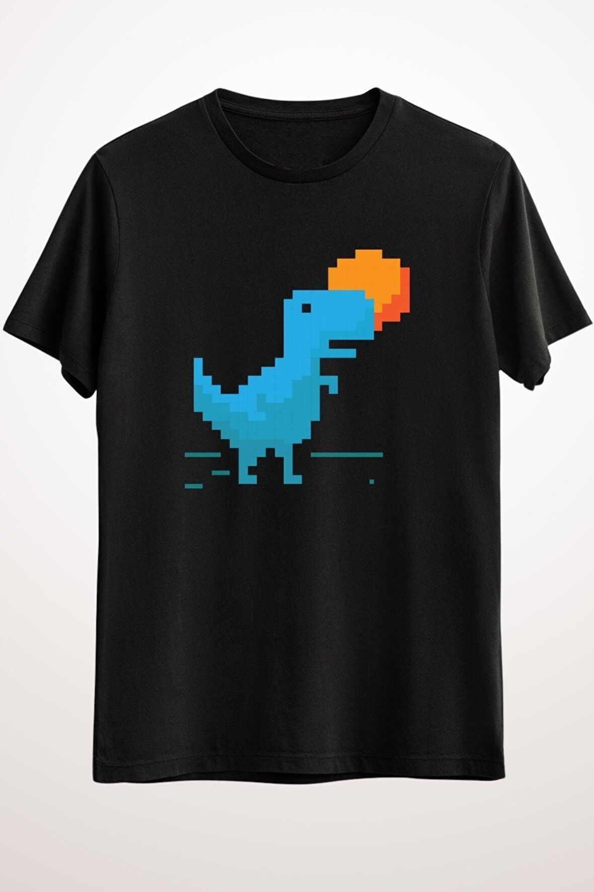 Erkek Siyah T-rex And Sun Pixel - Ds2109