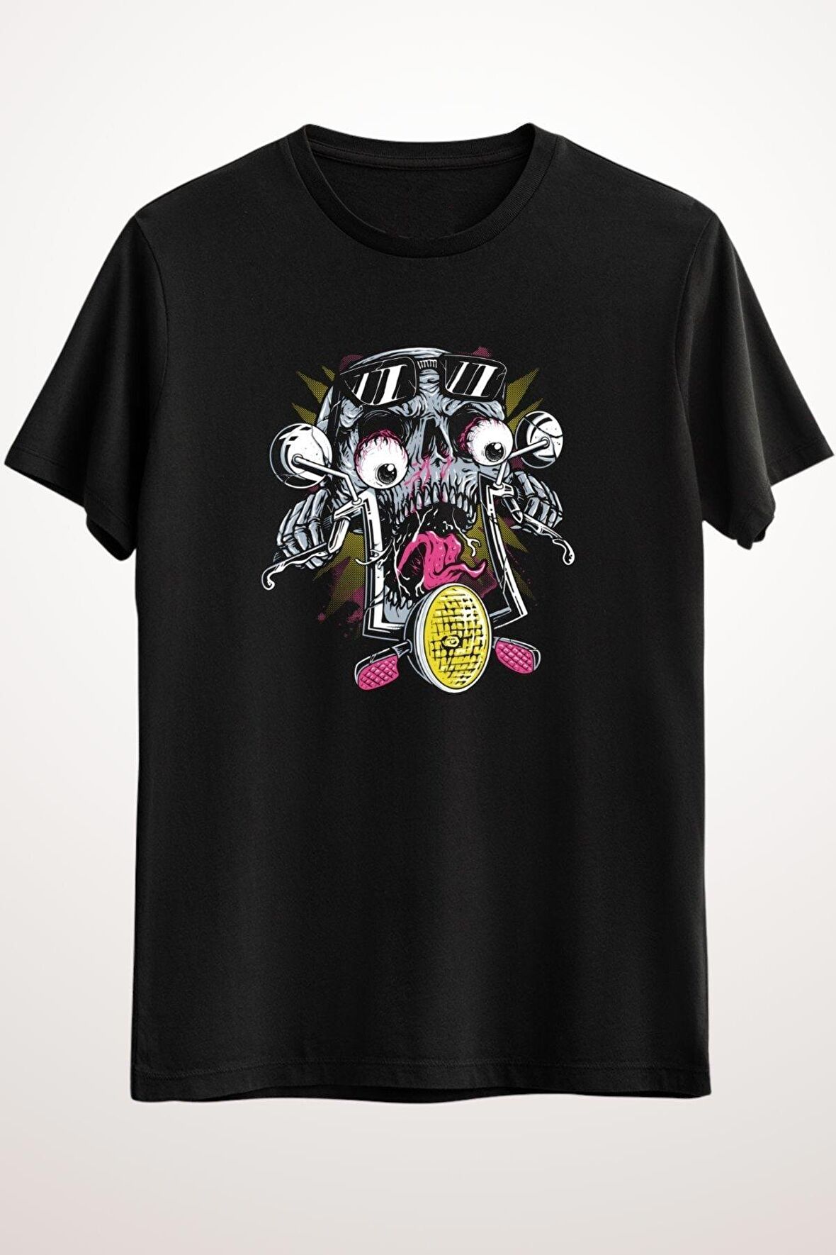 Erkek Siyah Skull Biker - Ds2162