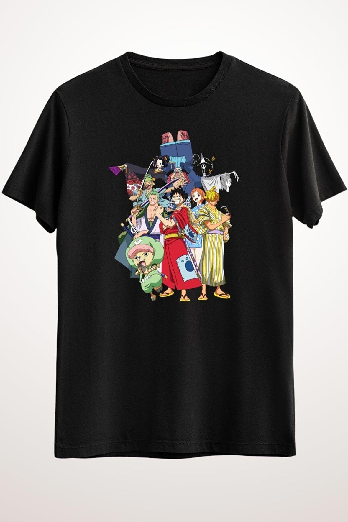 Erkek Siyah One Piece - Straw Hat Pirates - Wano Arc - Ds2177