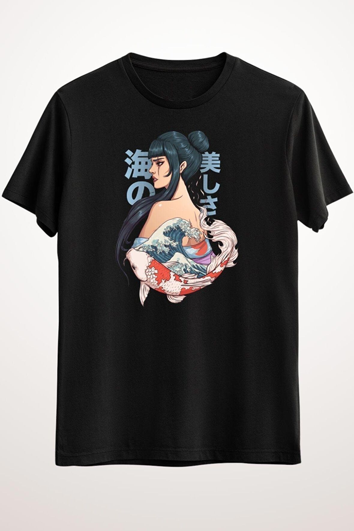 Erkek Siyah Geisha Of The Great Wave Off Kanagawa - Ds2732