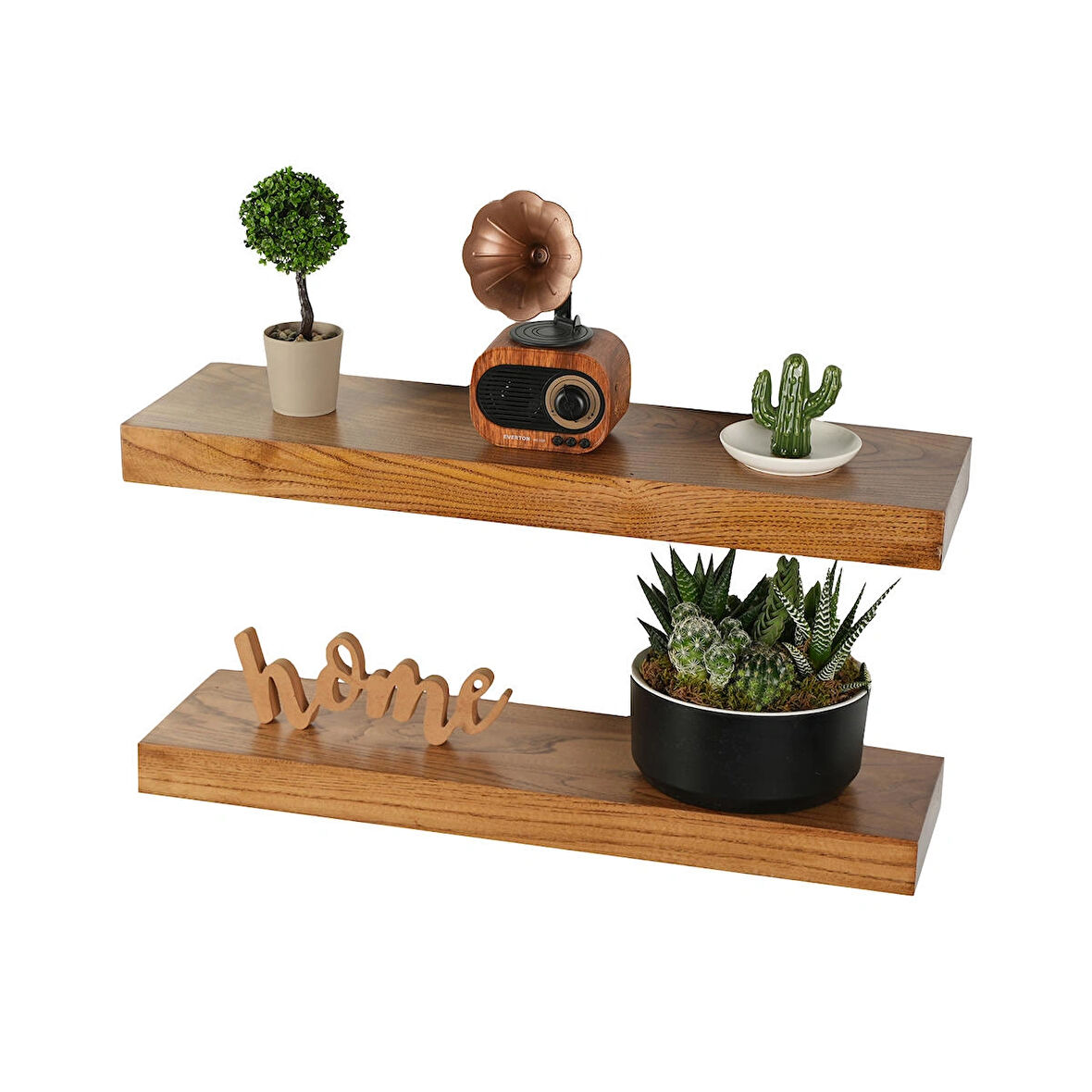 Uçan Raf Çam Ahşap Masif Ofis Mutfak Salon Kitaplık Uyumlu Modern Dekoratif Gizli Bağlantılı 120 Cm