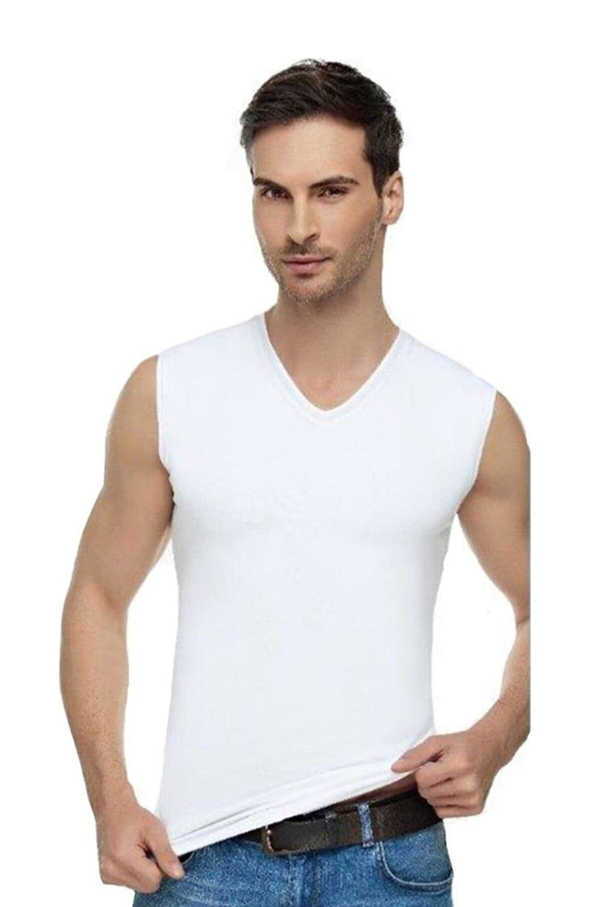 TUTKU ELİT 1305 ERKEK ELASTAN V YAKA SIFIR KOL ATLET 3 ADET