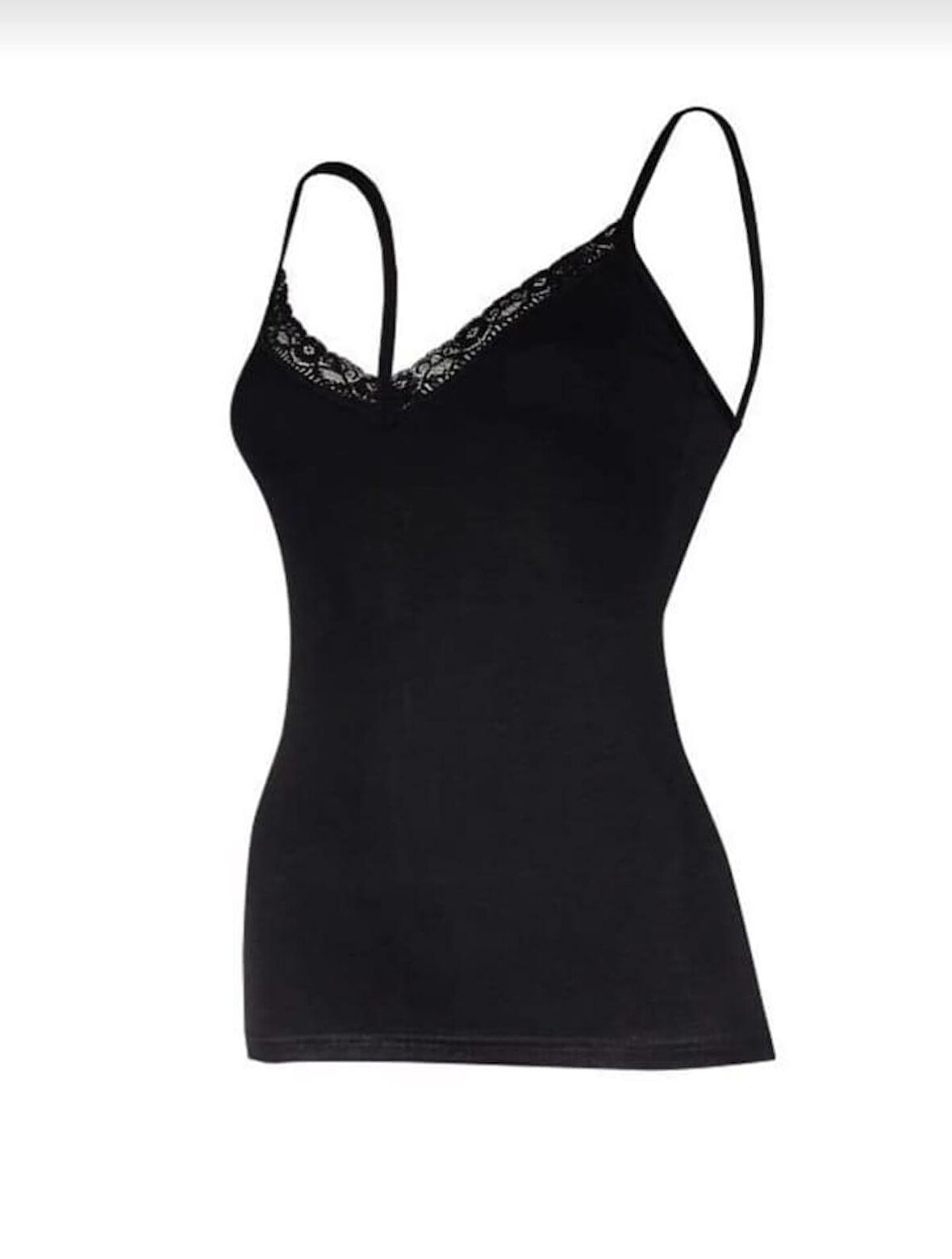  2226 Kadın İP ASKILI MODAL V YAKA DANTELLİ ATLET 3 ADET