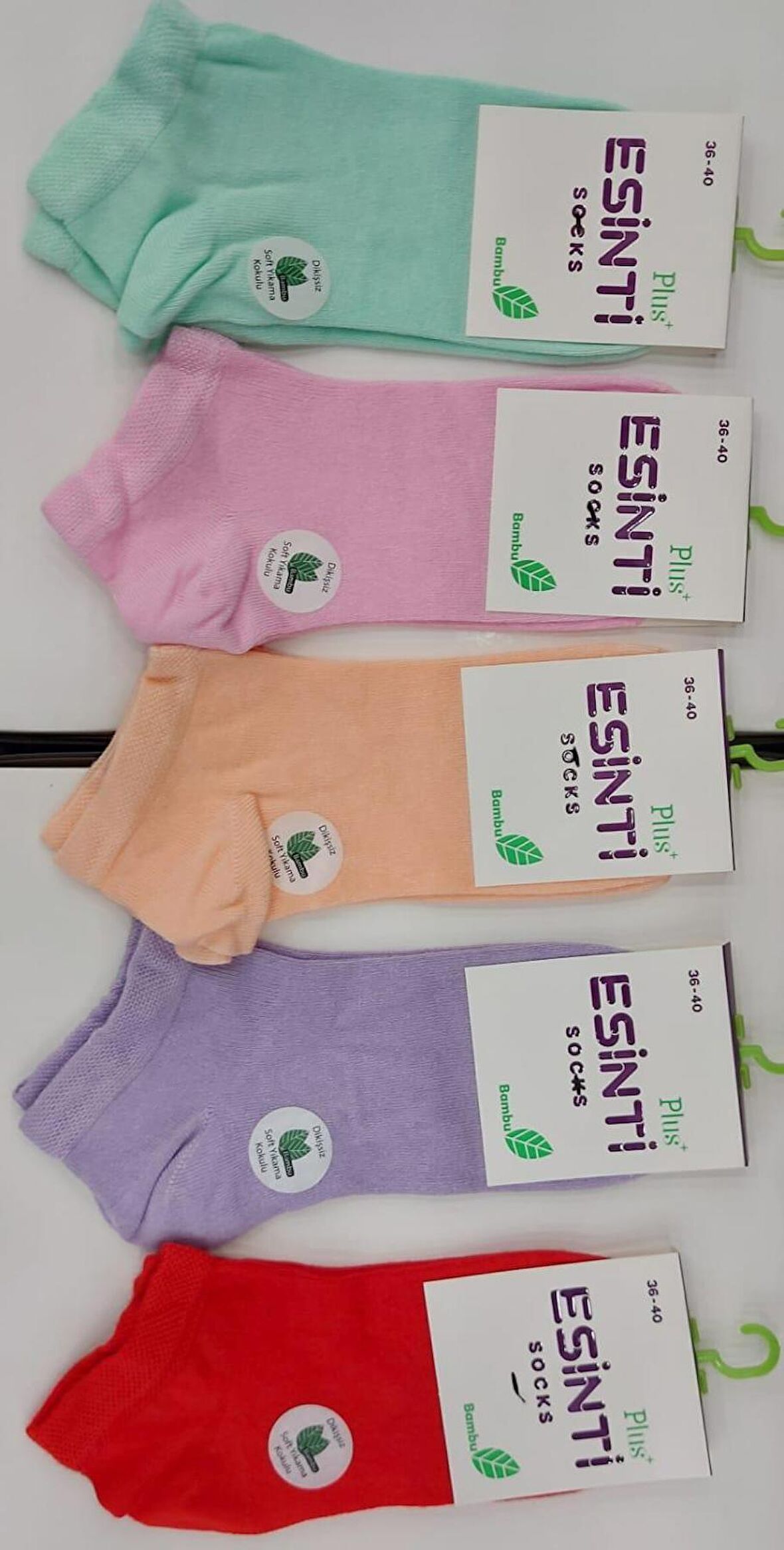 ESİNTİ BAYAN BAMBU PATİK PASTEL RENKLİ ÇORAP 12 ADET