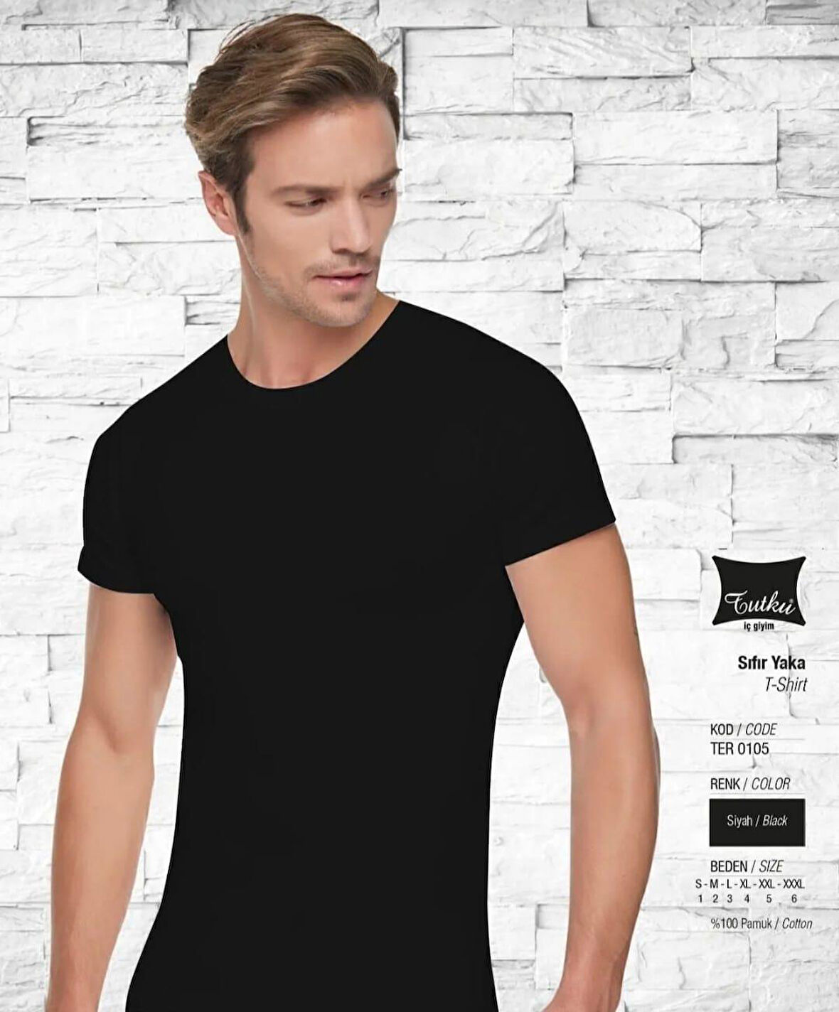 TUTKU 0105 ERKEK SIFIR YAKA KISA KOLLU ATLET 12 ADET