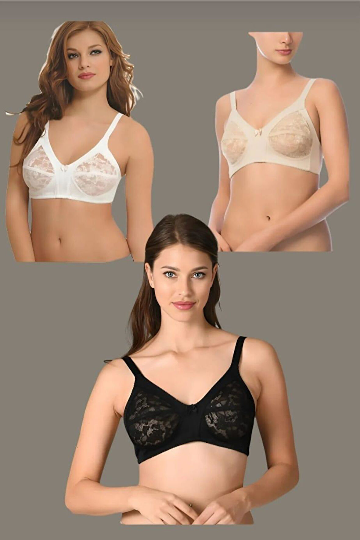 NBB 352 KADIN DANTELLİ TOPARLAYICI MİNİMİZER SÜTYEN 3 ADET