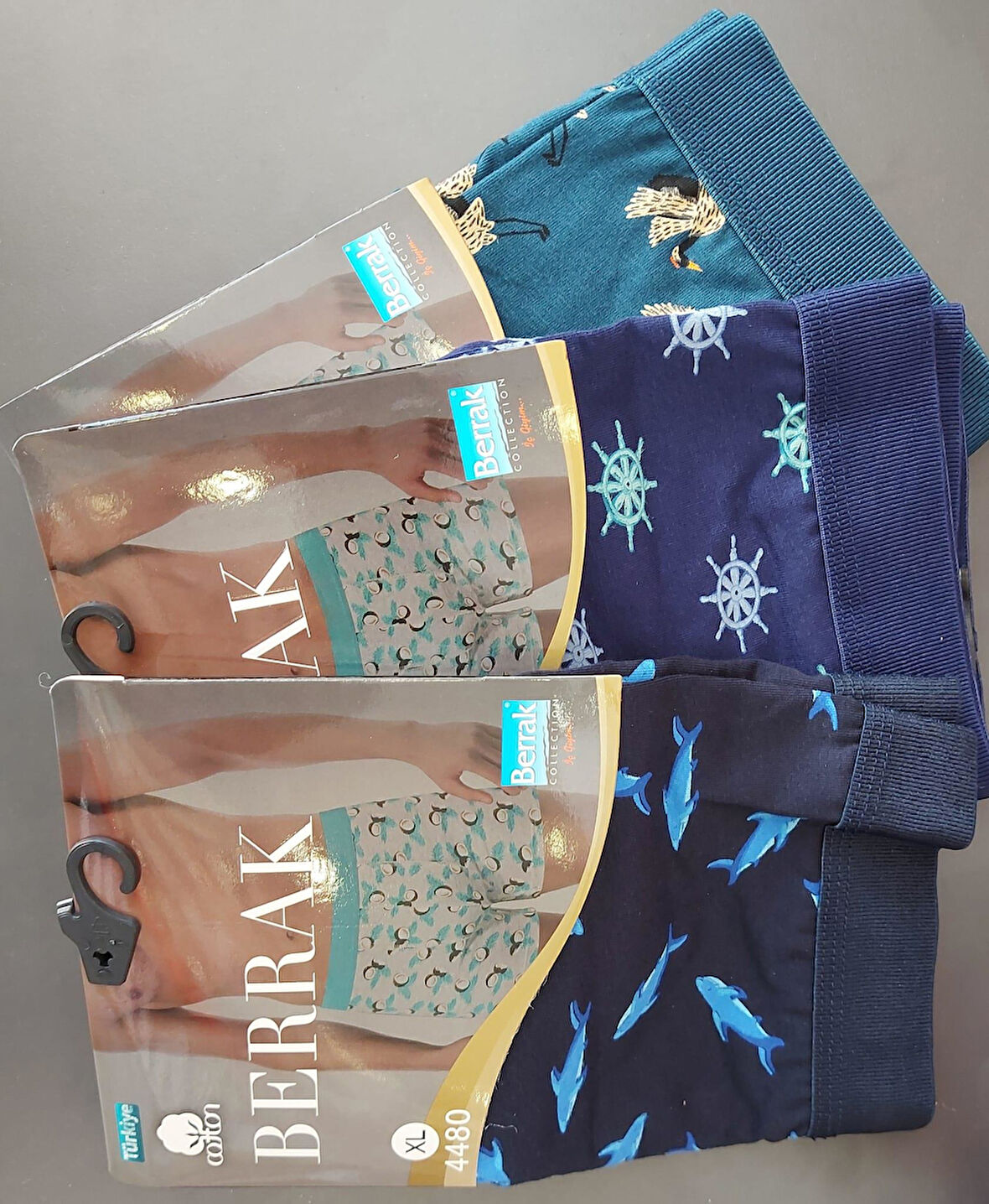 BERRAK 4480 ERKEK PENYE DESENLİ LİKRALI BOXER 3 ADET