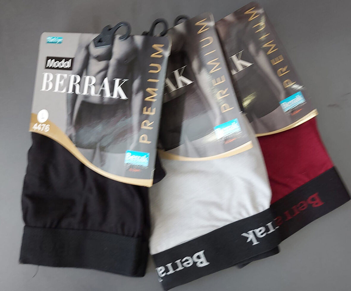 BERRAK 4476 ERKEK MODAL ÇOK RENKLİ LİKRALI BOXER 3 ADET