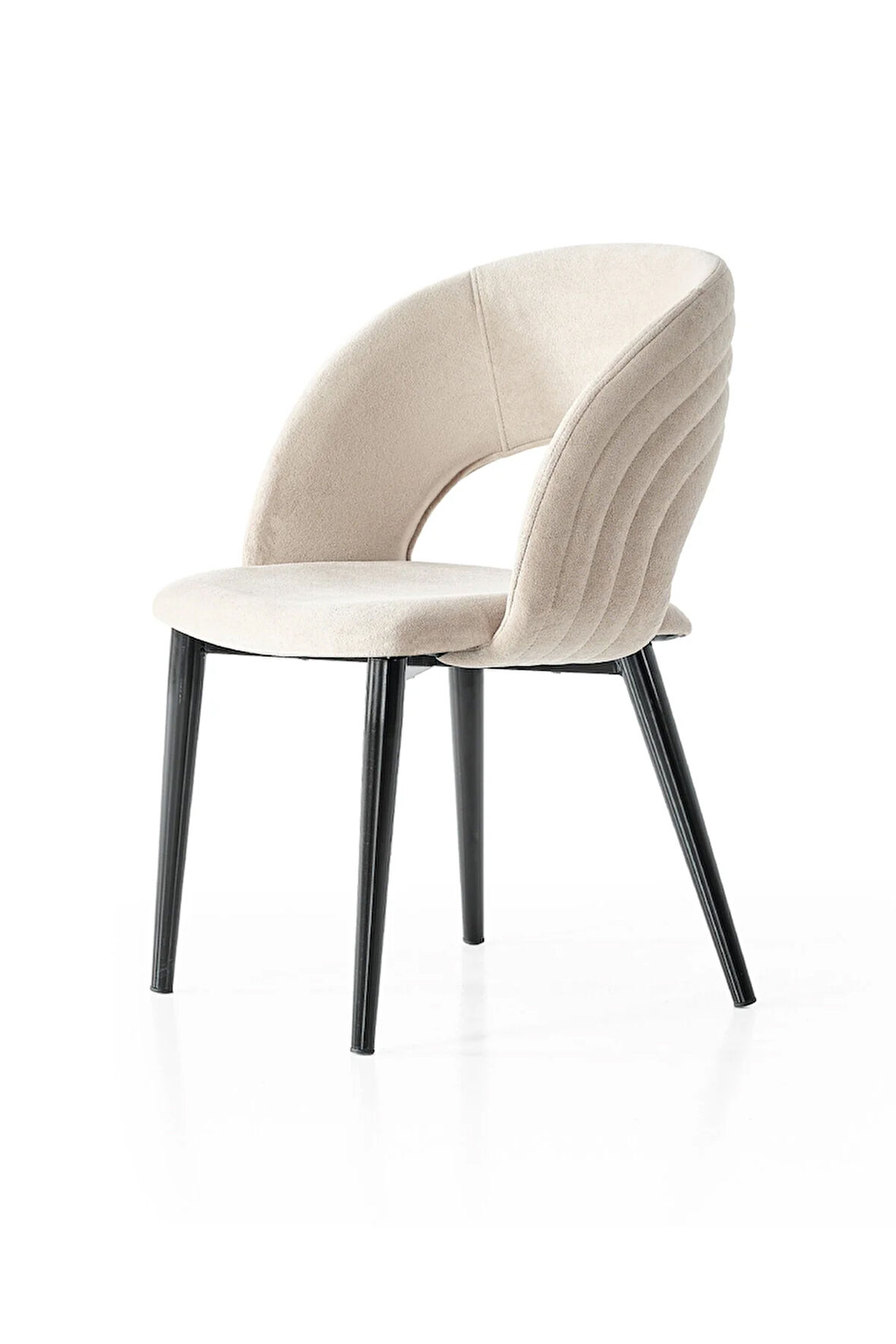 Mostar S88 Sandalye – Krem (Tiesto Polyester), Siyah Metal Ayak