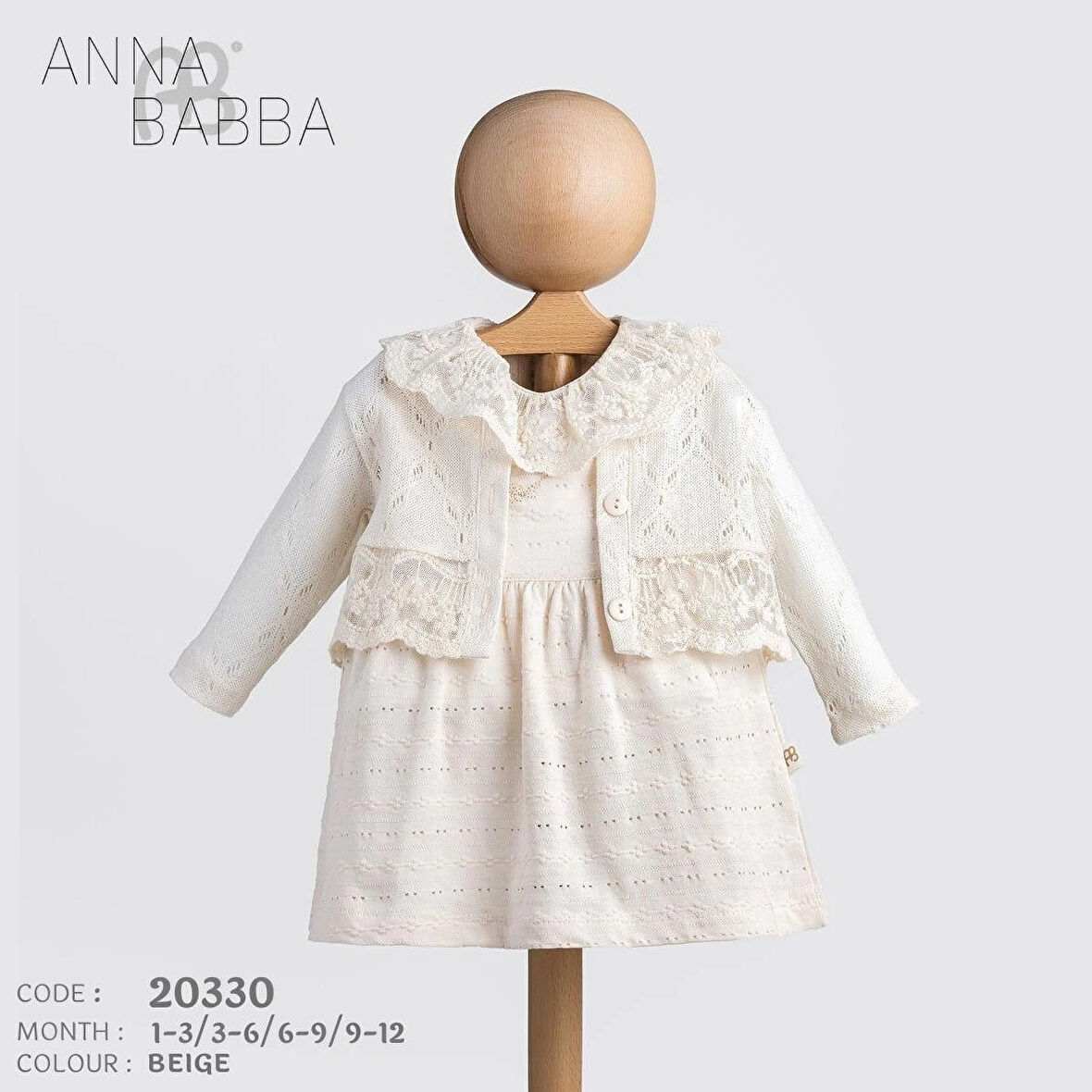 ANNA BABBA DANTELLİ 2 Lİ BEBEK ELBİSE TAKIMI // 20330