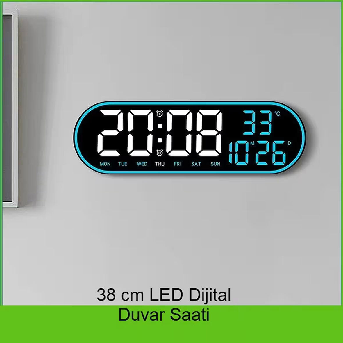 USB ile Çalışan LED Duvar Saati  Büyük Ekran, Geri Sayım, Uzaktan Kumanda, Sıcaklık ve Tarih Gösterimi