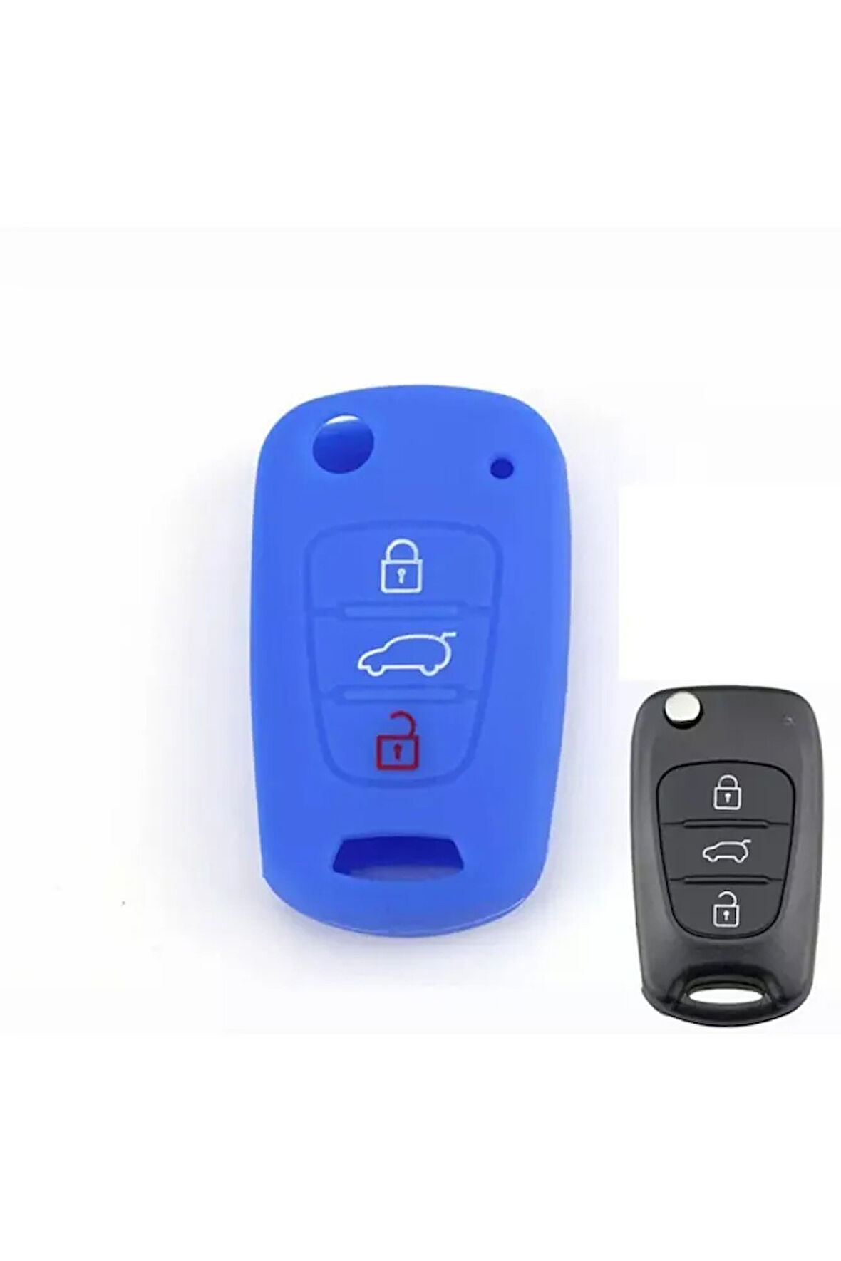 Accent Era I20 I30 Elantra Silikon Anahtar Koruma Kılıfı Mavi Renk Lütfen Anahtar Teyiti Yapınız