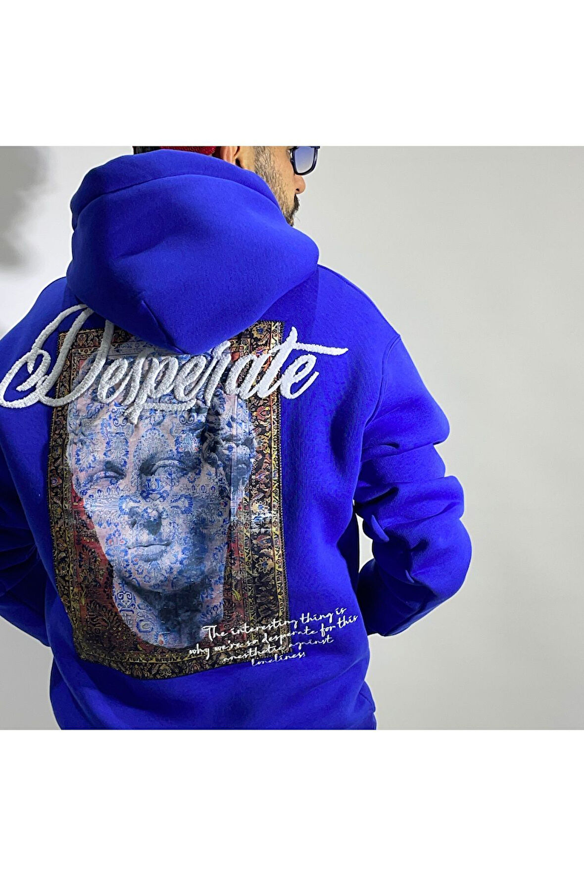 Desperate Kumaş Baskılı Oversize Erkek Hoodie