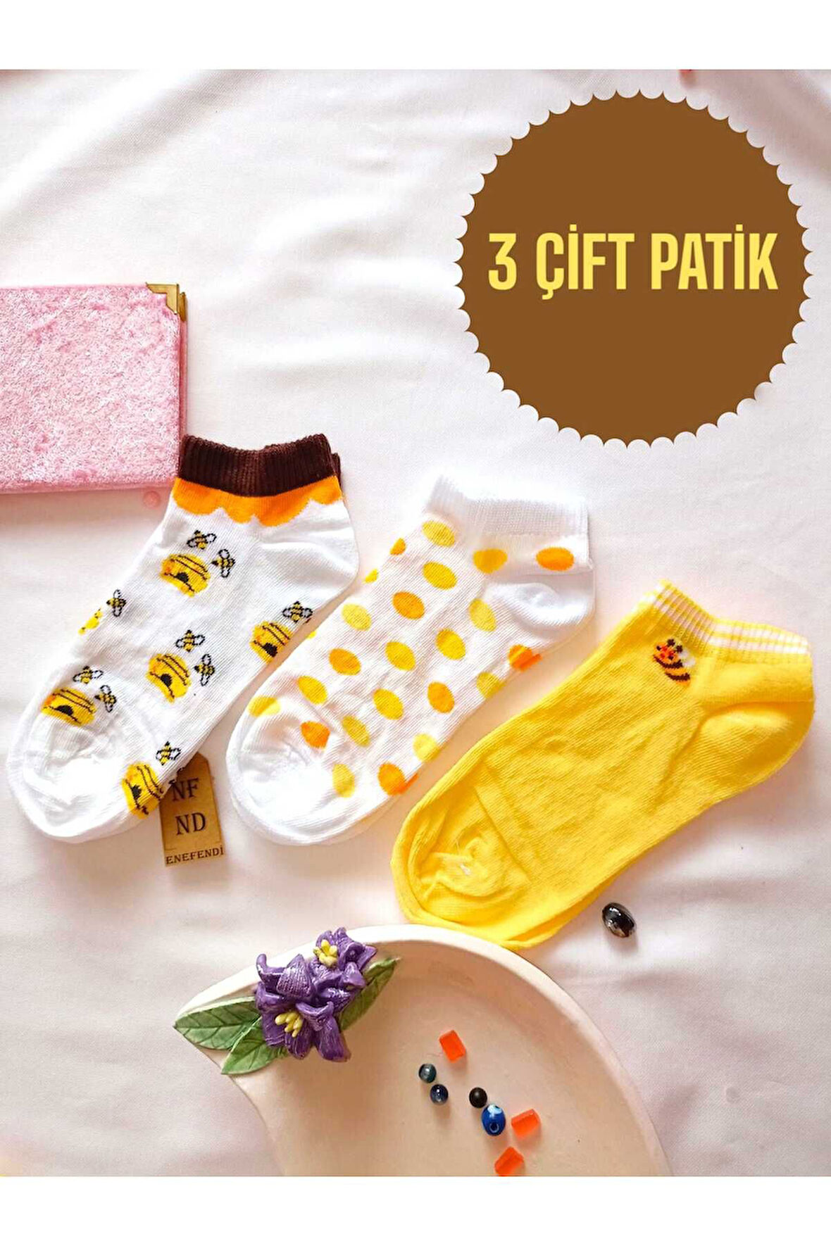 3 ÇİFT PATİK ÇORAP YUMUŞAK DİKİŞSİZ BURUN KADIN PAMUKLU KISA KONÇ DESENLİ ÇORABI 36-40