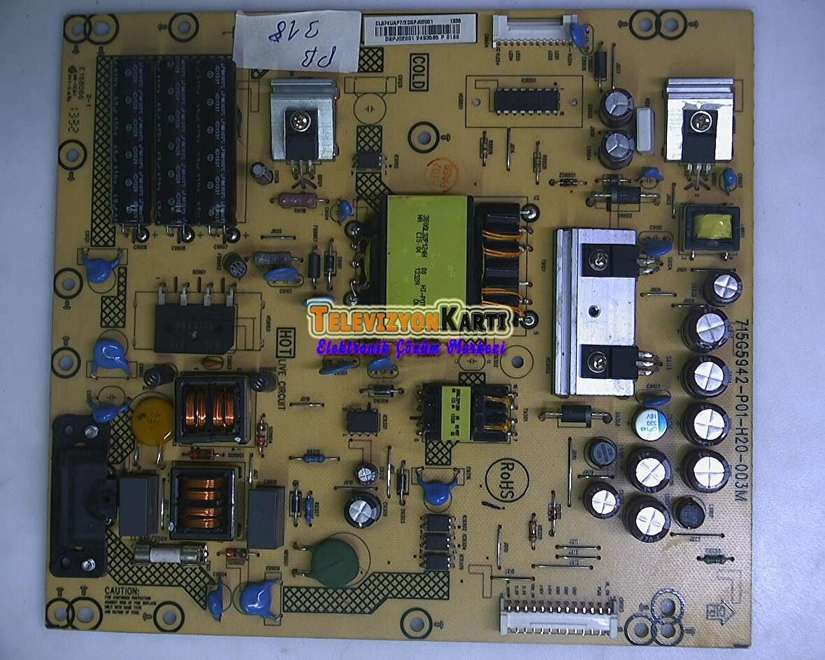 715G5942-P01-H20-003M, Panasonic TX-L32EM6E, Power Board, Besleme, TPT315B5-HVN01