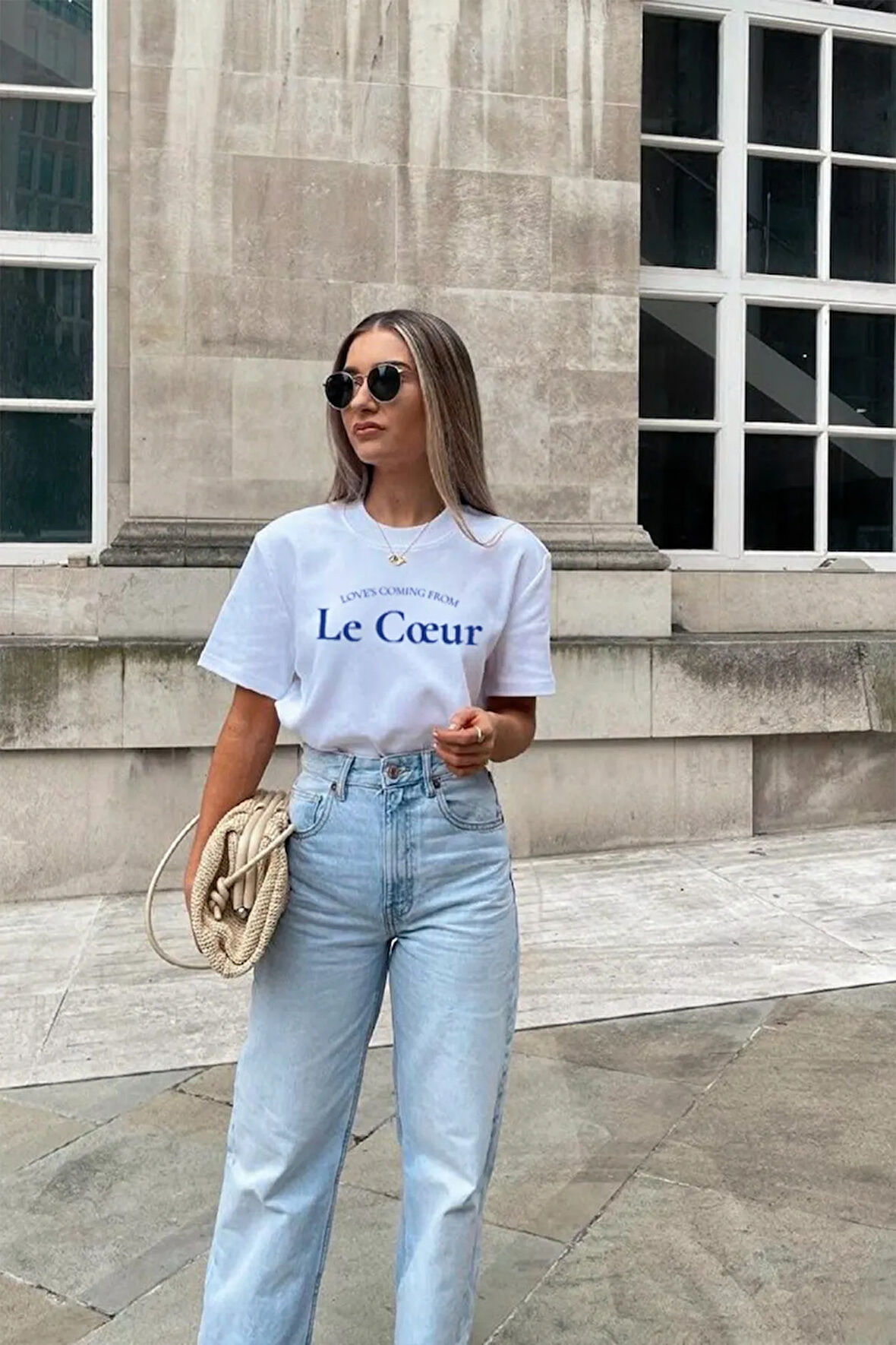 Le Coeur Baskılı Bisiklet Yaka Basic Trend Kadın T-shirt