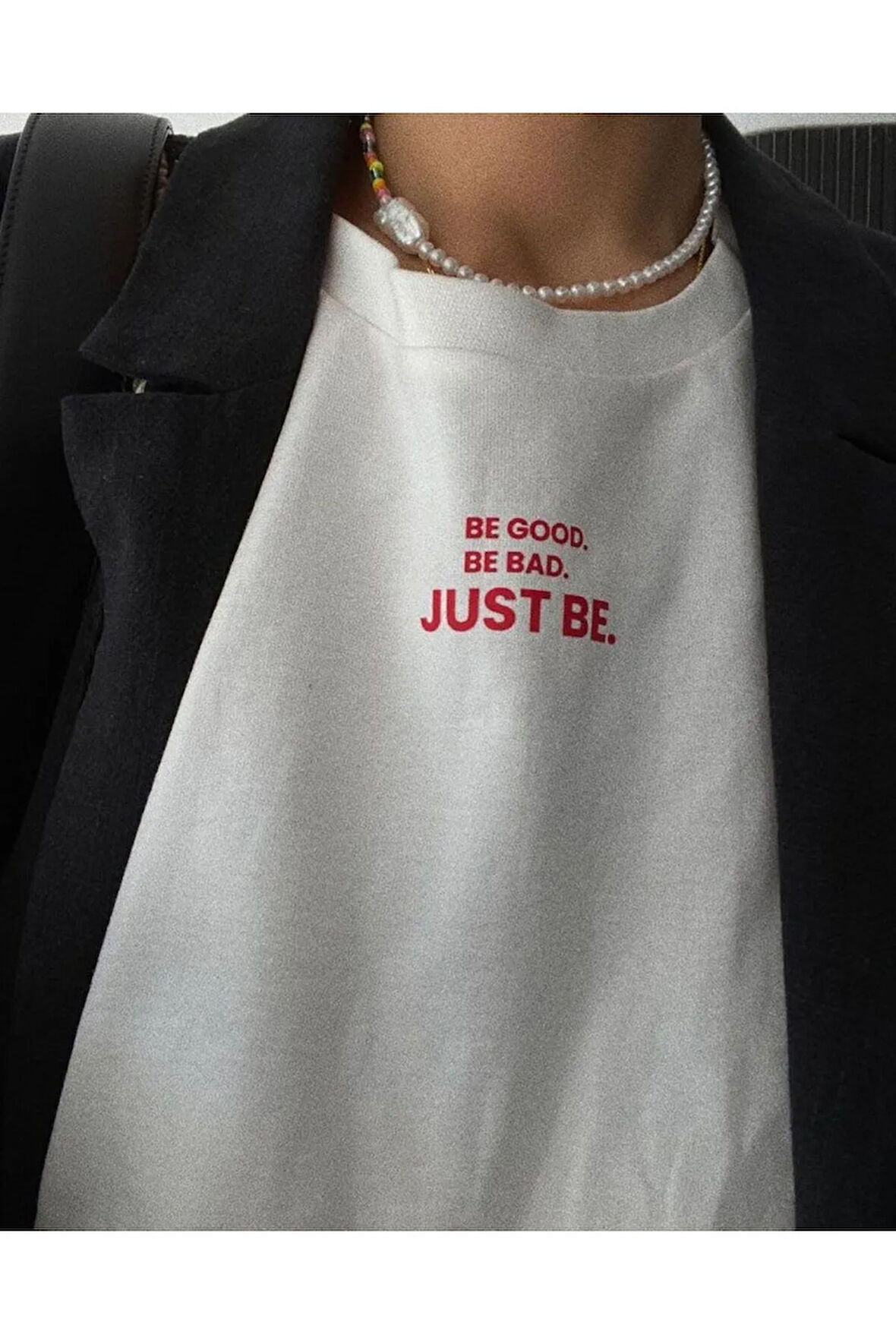 Just Be Baskılı Bisiklet Yaka Basic Trend Kadın T-shirt