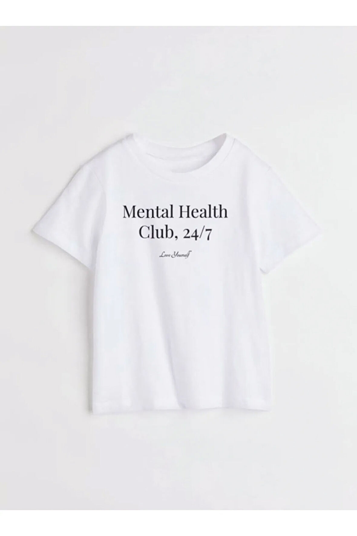 Mental Health Baskılı Bisiklet Yaka Basic Trend Kadın T-shirt